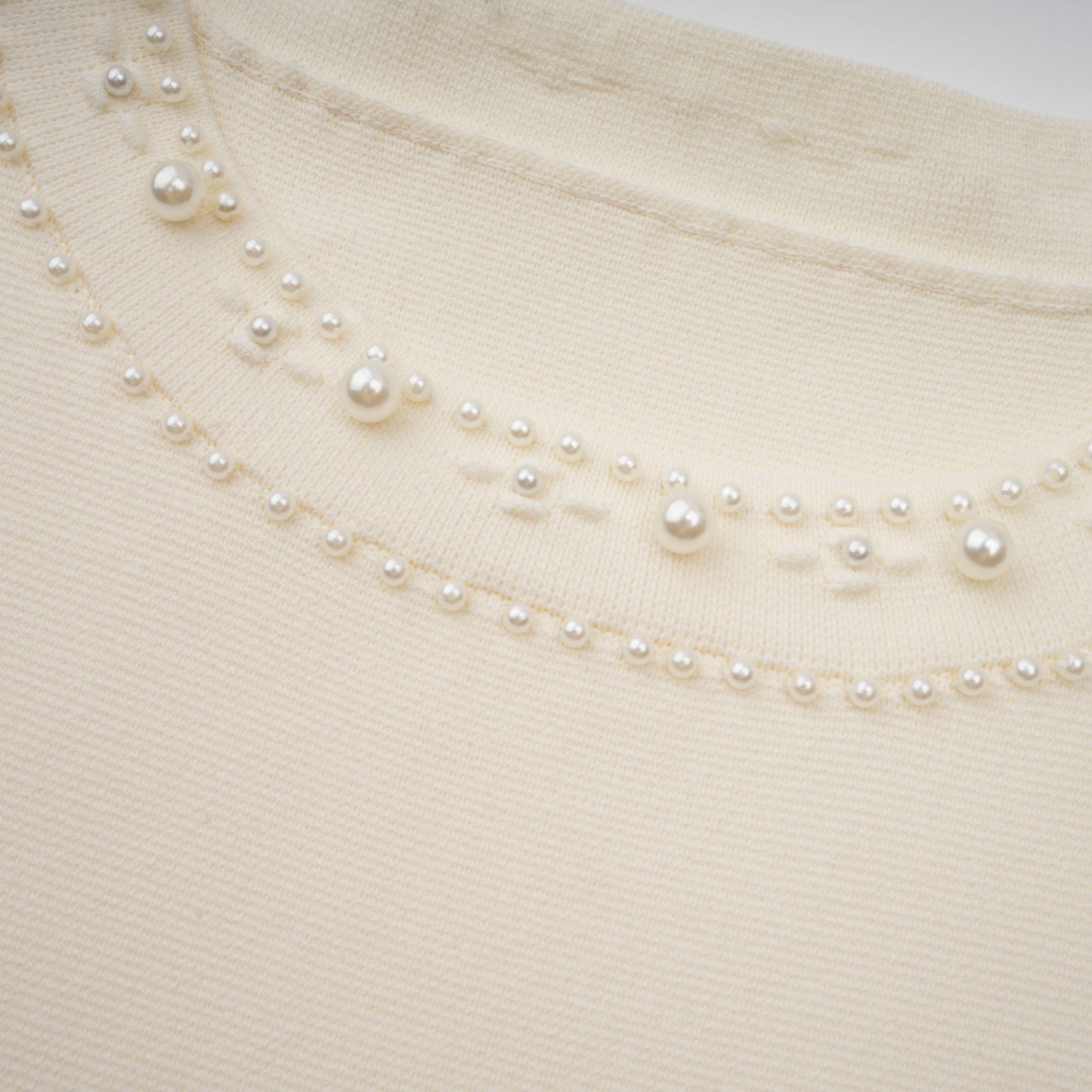 Donatienne white faux-pearl knitted maxi dress