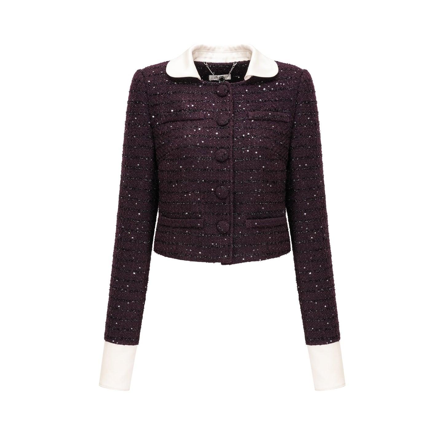 Brigitte purple sequined tweed jacket & skirt matching set