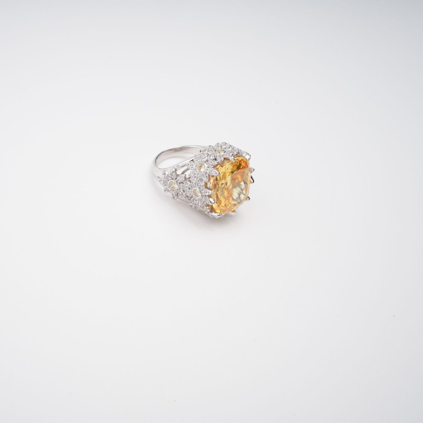 Amandine Yellow Halo-Set Gemstone Ring