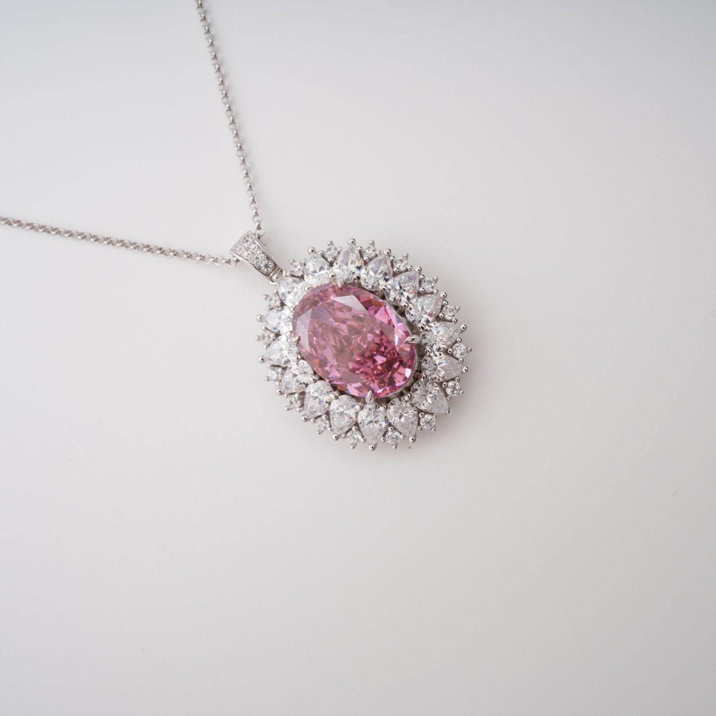Raphaëlle Pink Oval Gemstone Pendant Sterling Silver Necklace
