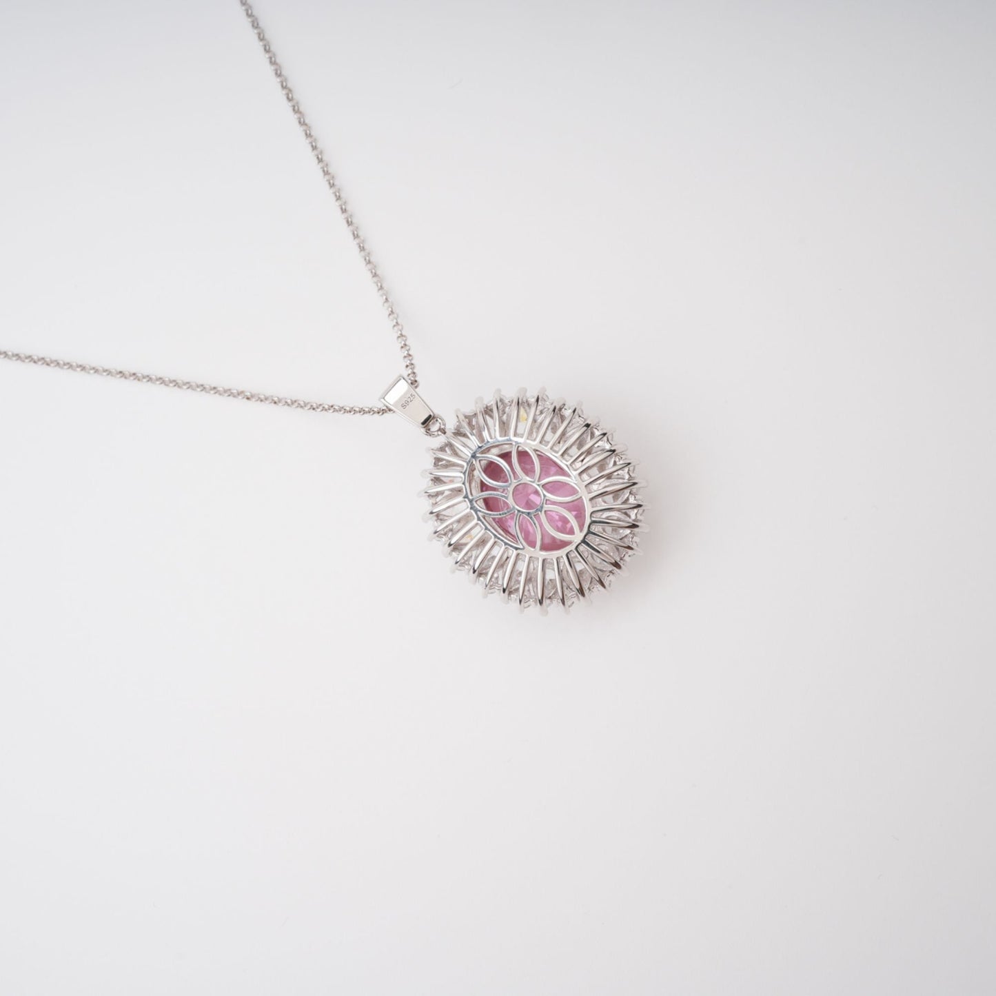Raphaëlle Pink Oval Gemstone Pendant Sterling Silver Necklace