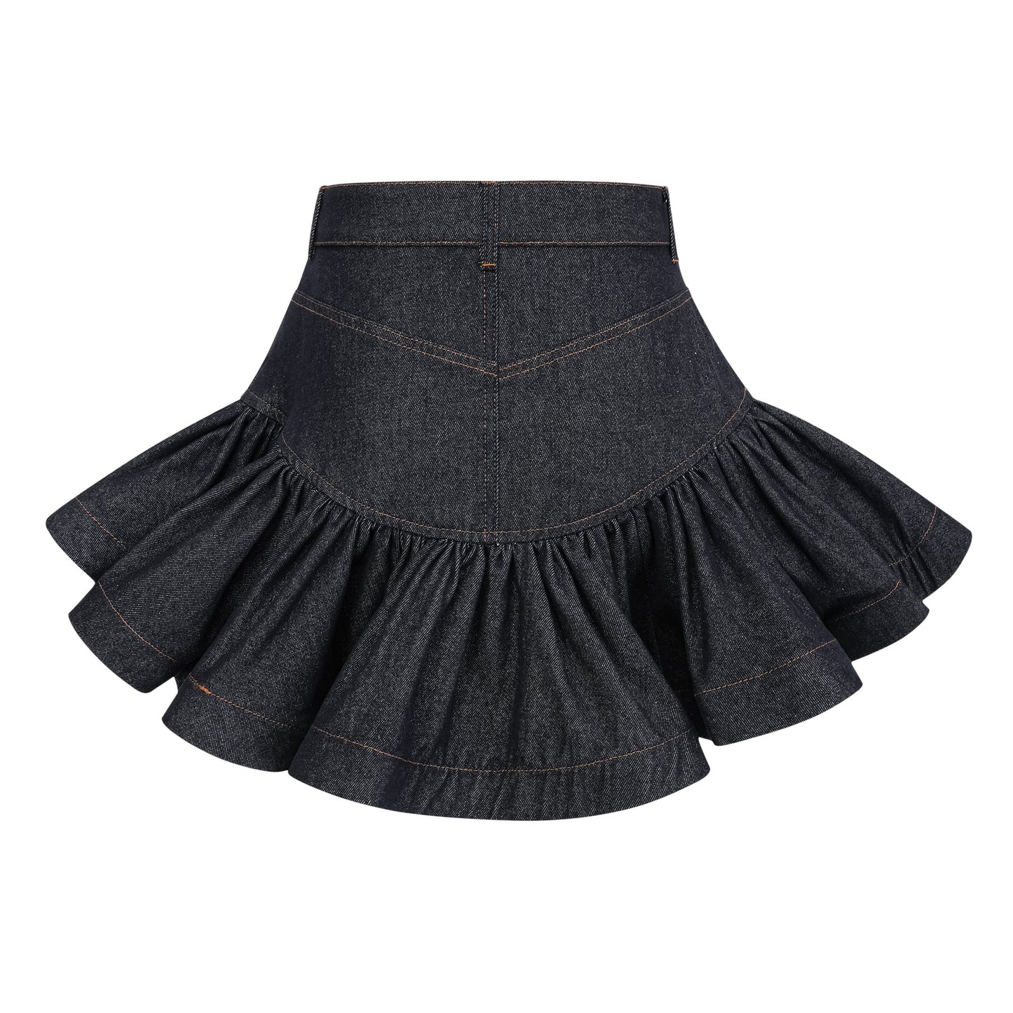 Florence Indigo Blue Ruffled Denim Mini Skirt