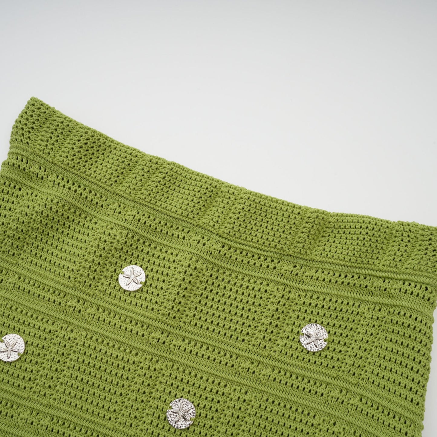 Annette green embellished knit top & skirt matching set