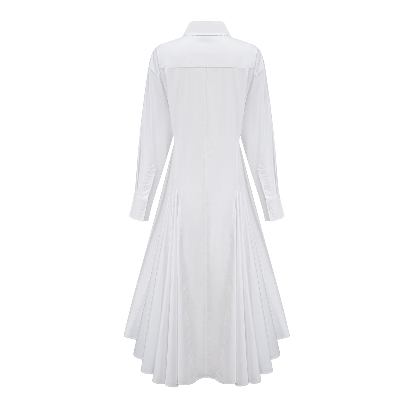 Dulcie white front-slit shirred shirt dress