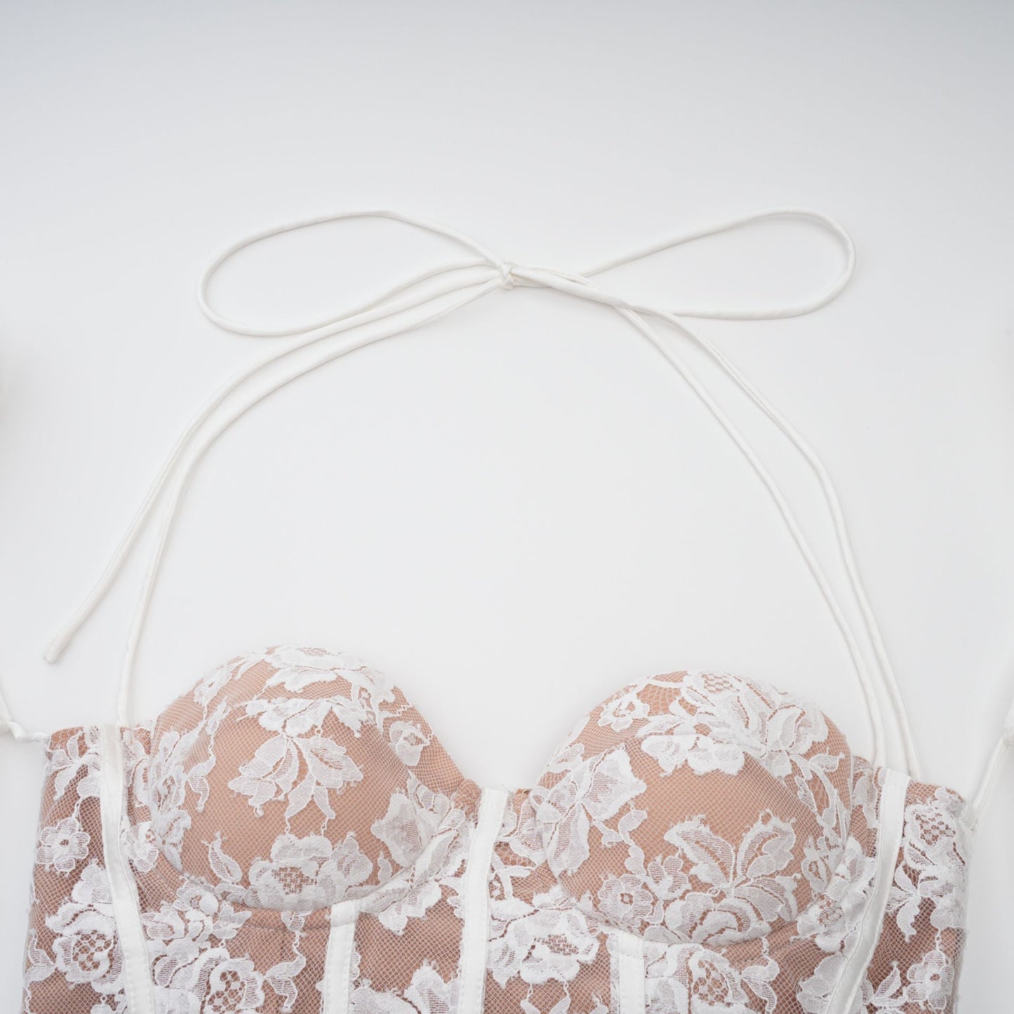 Vivienne white floral-lace corset mini dress
