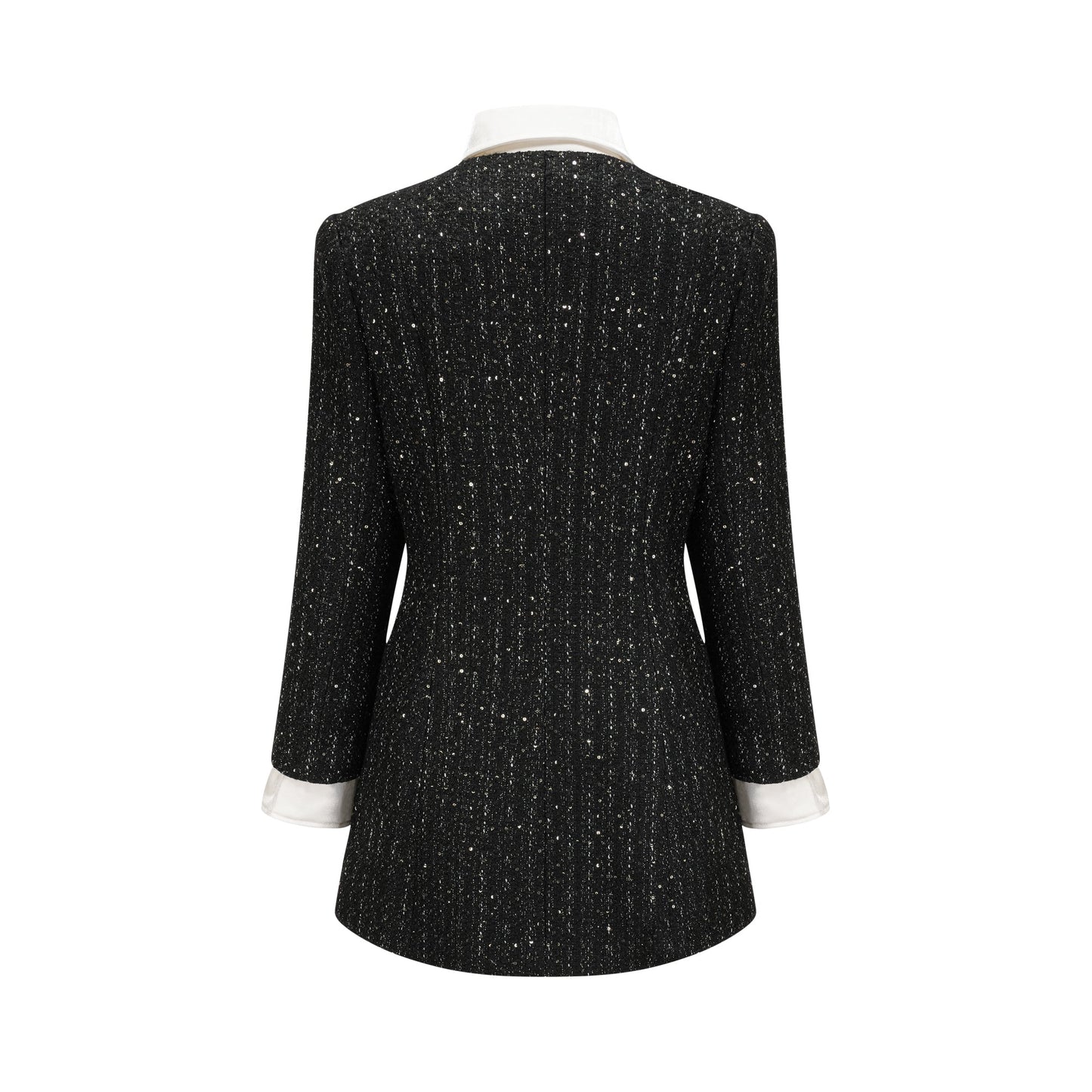 Audrey black sequin panelled tweed mini dress