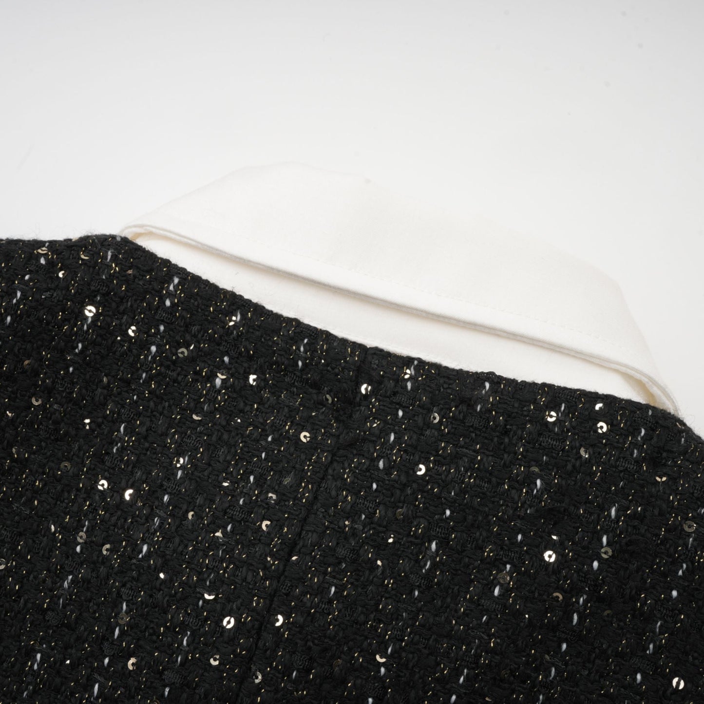 Audrey black sequin panelled tweed mini dress