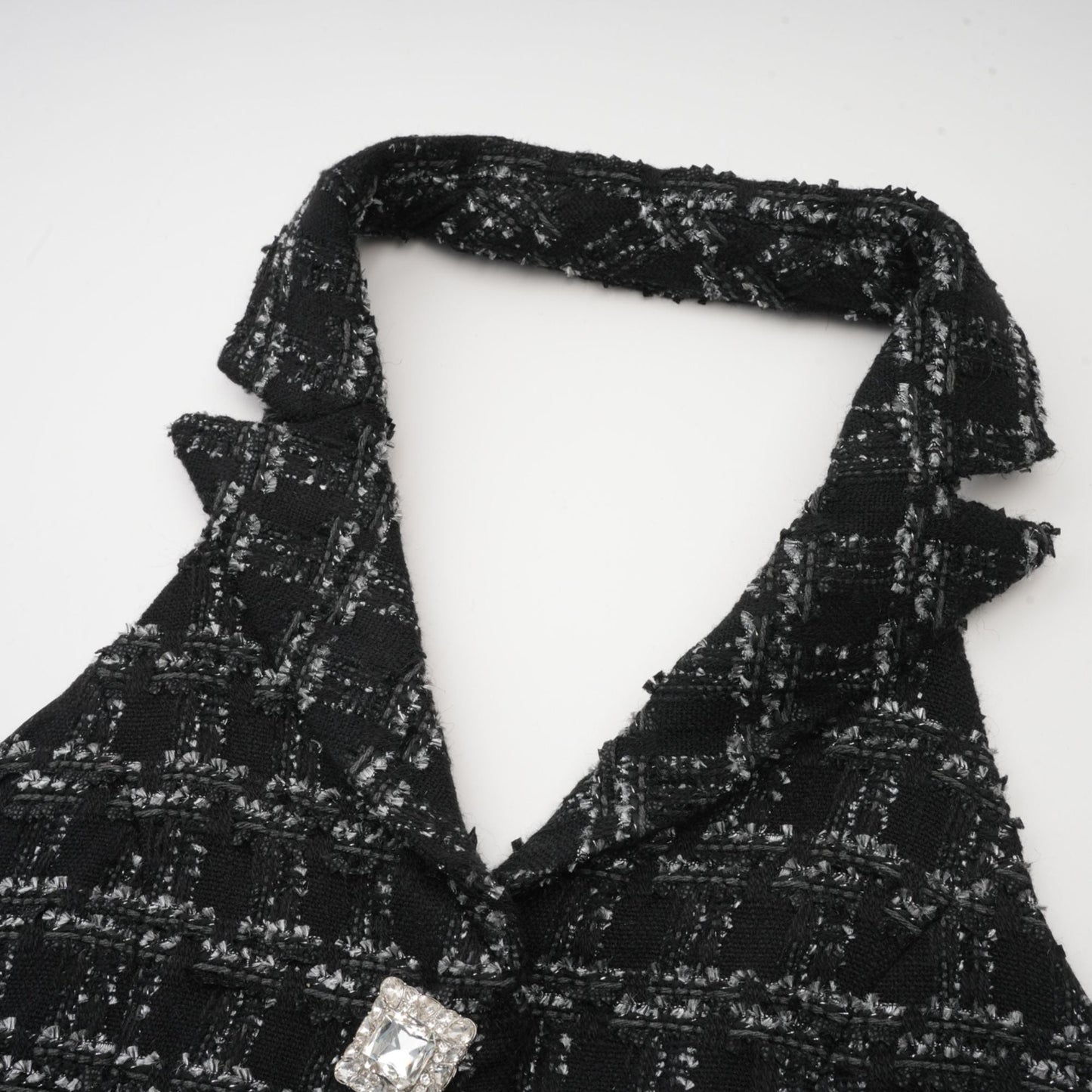 Axelle black checked tweed vest top & skirt matching set