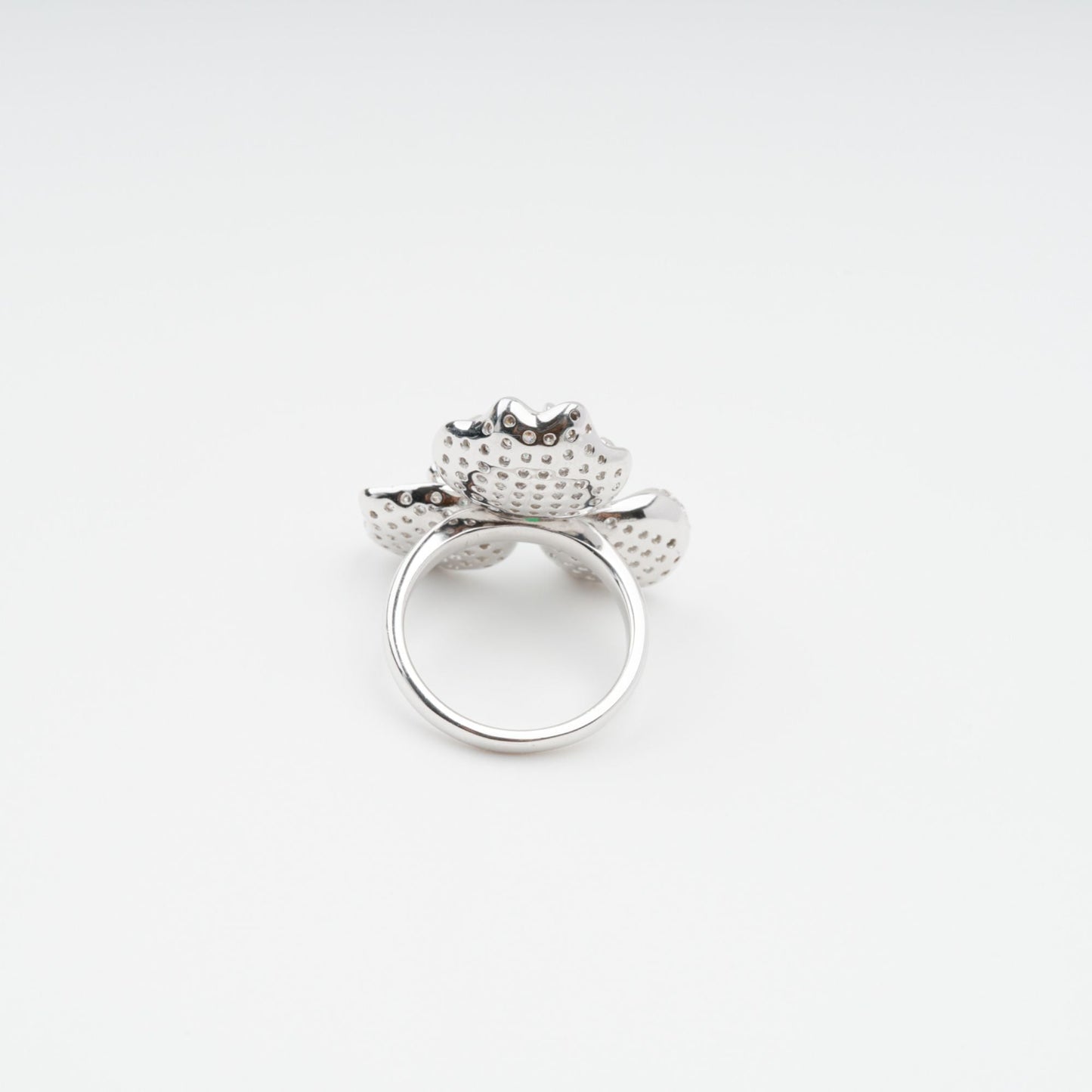 Carine Green Flower Shaped Zircon Gemstone Sterling Silver Ring