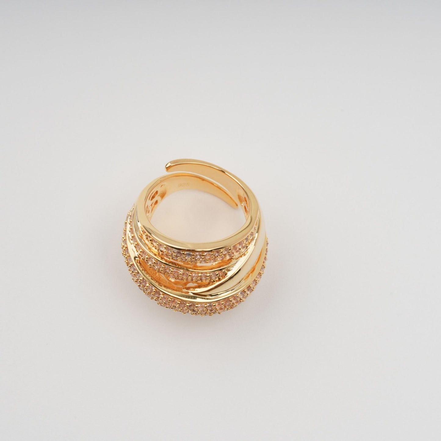 Énigme Gold Tone Multi-Band Adjustable Silver Ring
