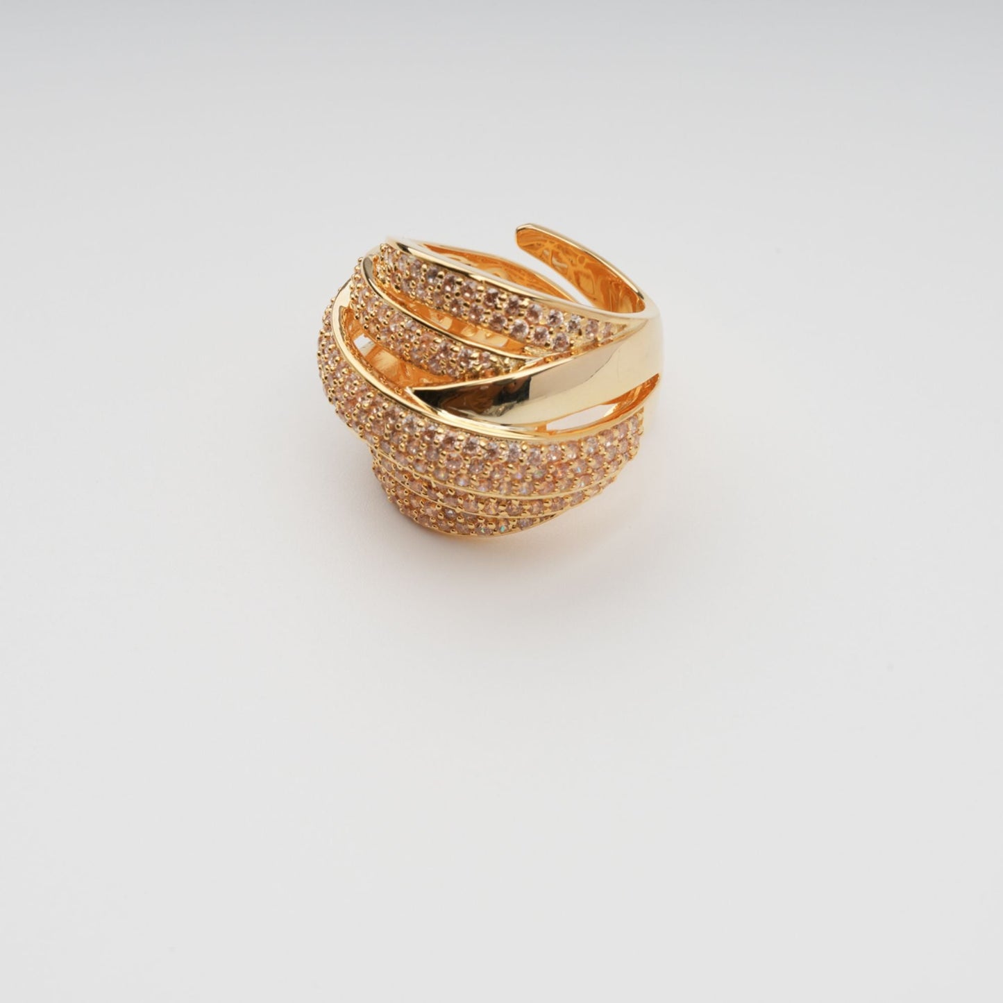 Énigme Gold Tone Multi-Band Adjustable Silver Ring