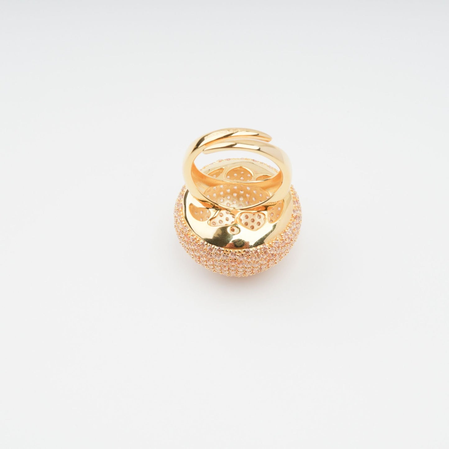 Radieuse Gold Tone Crystal Embellished Sterling Silver Ring
