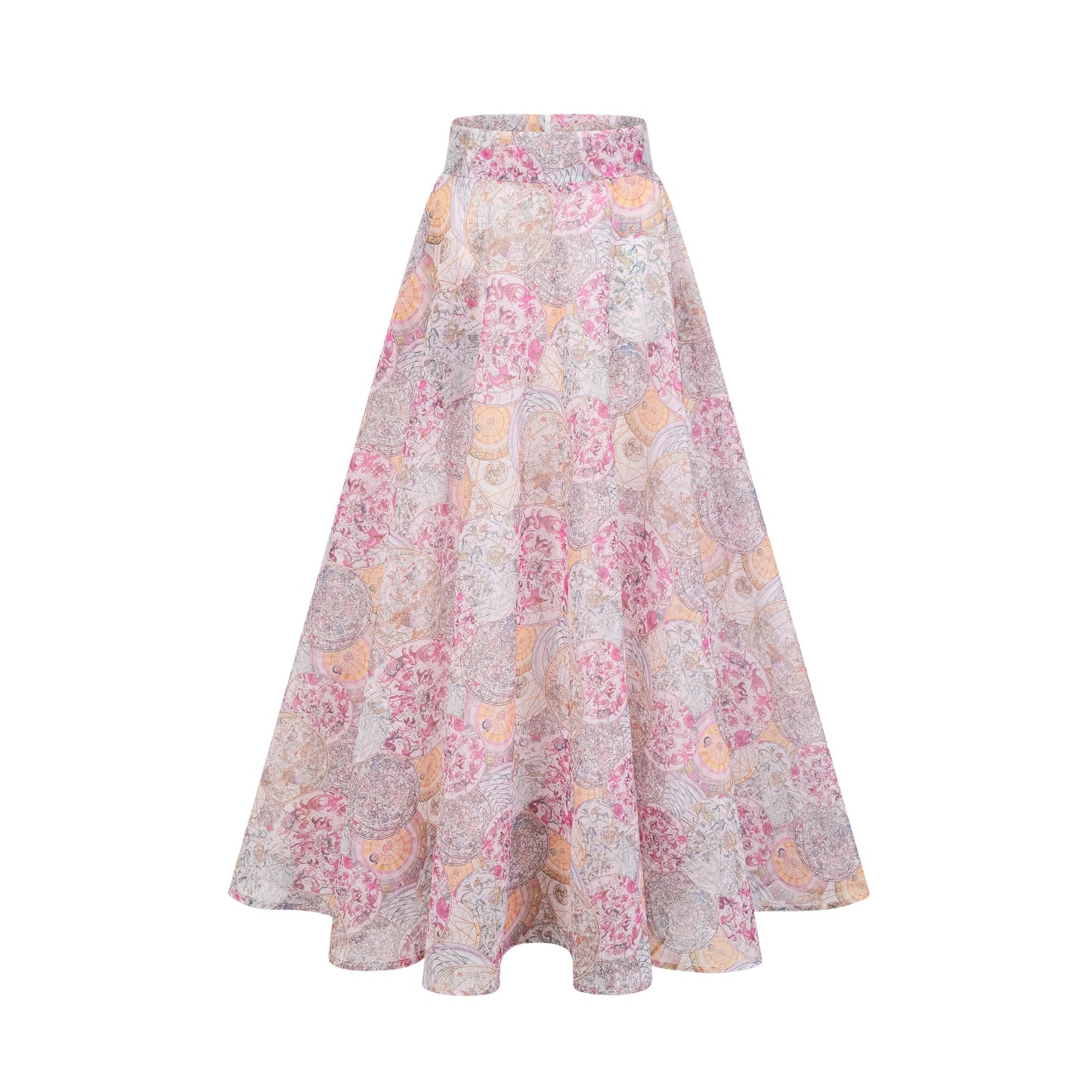Cherry pink pattern-print shirt & skirt matching set