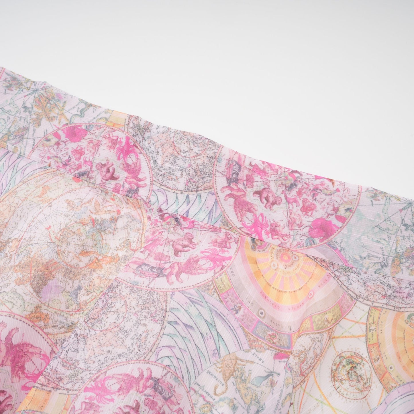 Cherry pink pattern-print shirt & skirt matching set