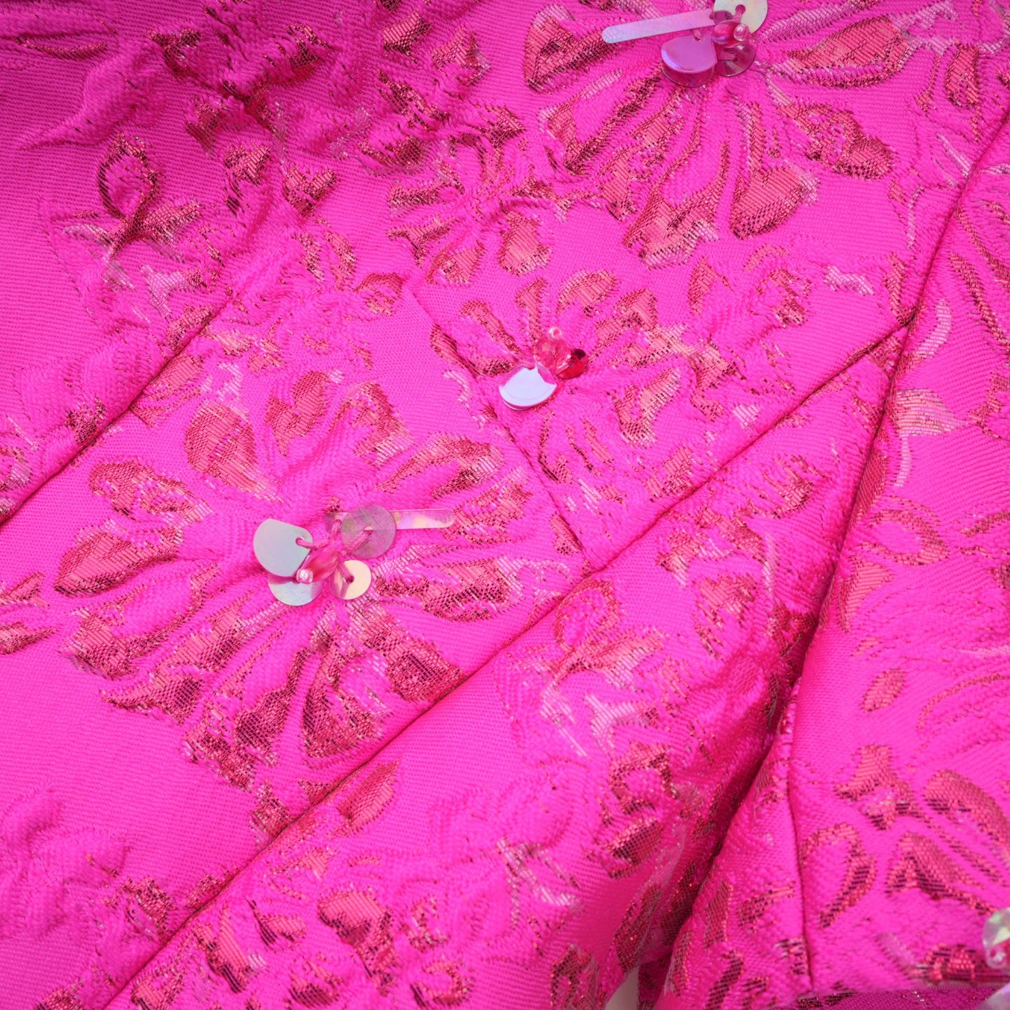 Celestia Floral-Appliqué Embellished Mini Dress in Pink