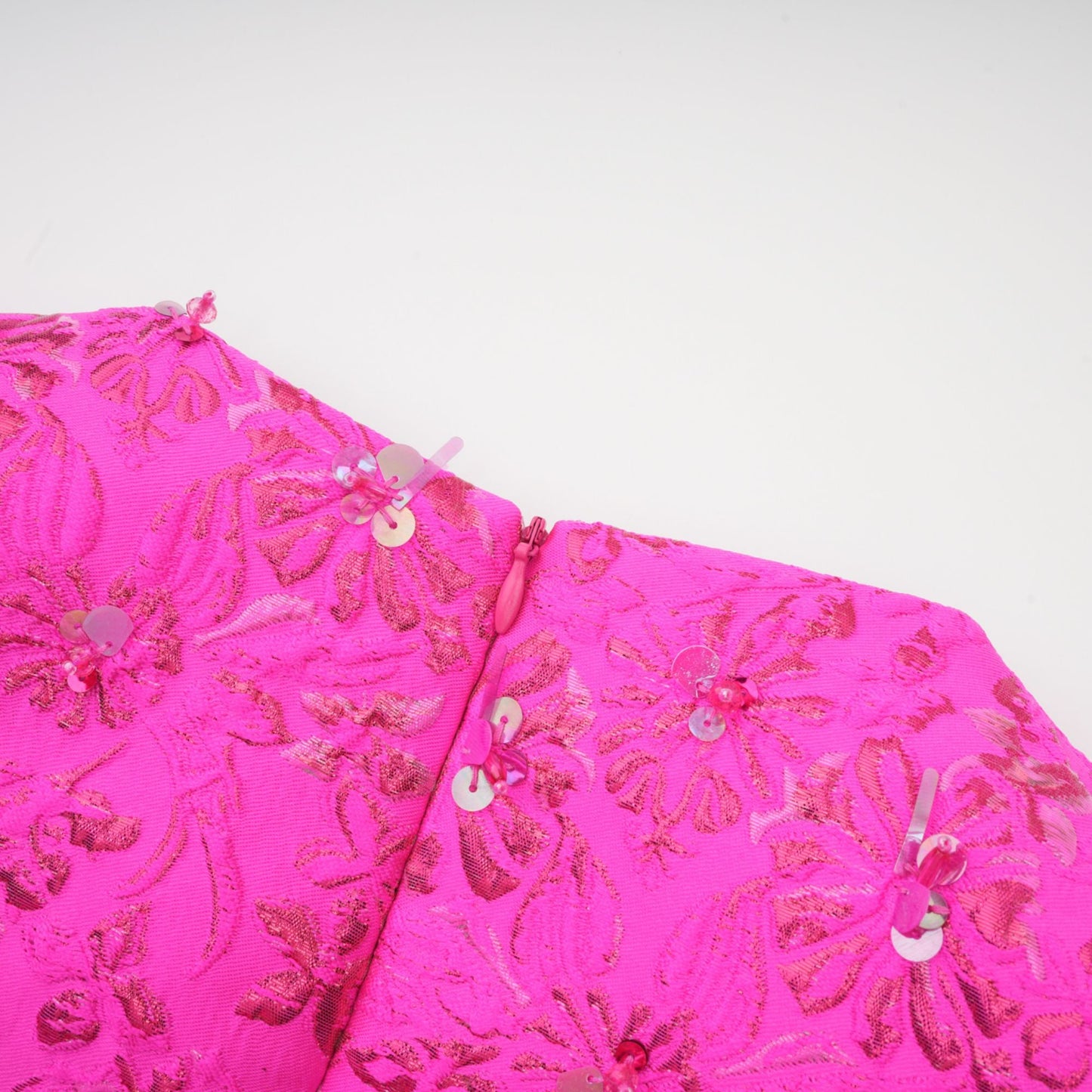 Celestia Floral-Appliqué Embellished Mini Dress in Pink