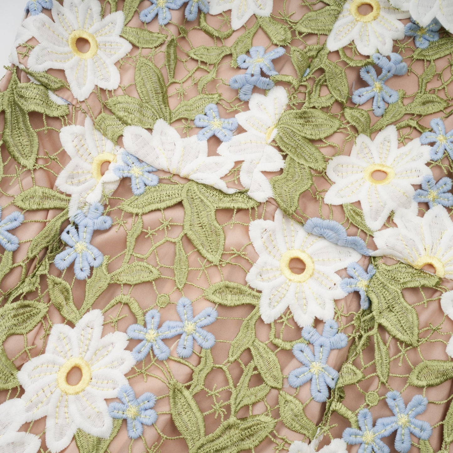 Carla floral embroidered hollow-carved midi dress