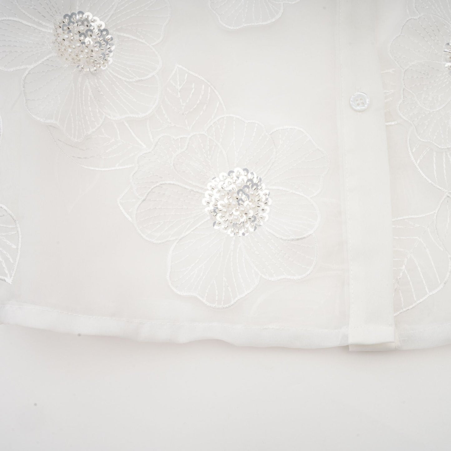 Béatrix white embellished semi-sheer shirt