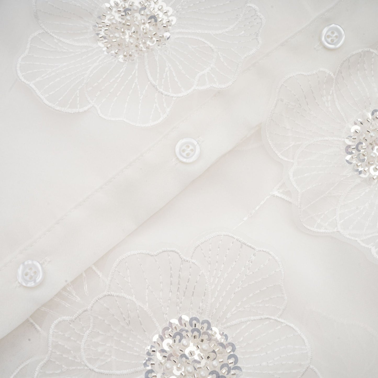 Béatrix white embellished semi-sheer shirt