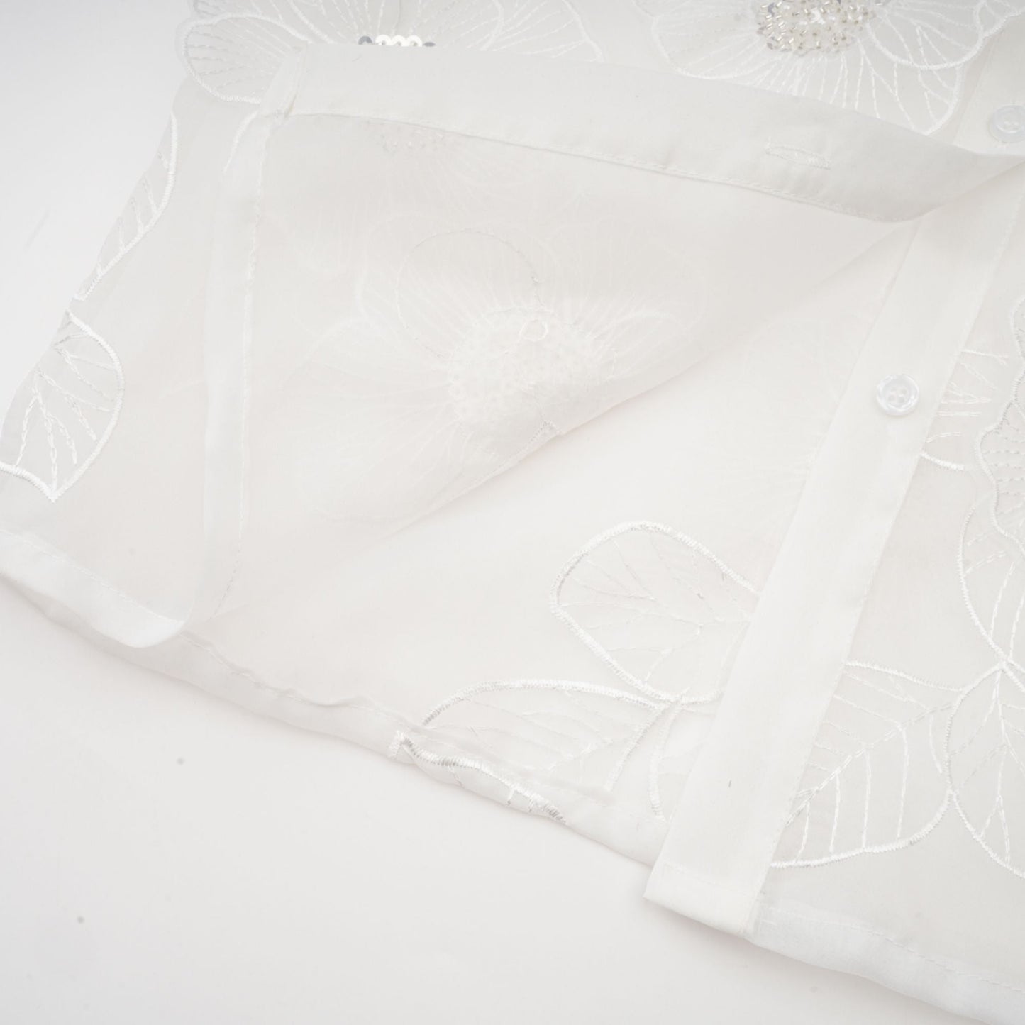 Béatrix white embellished semi-sheer shirt
