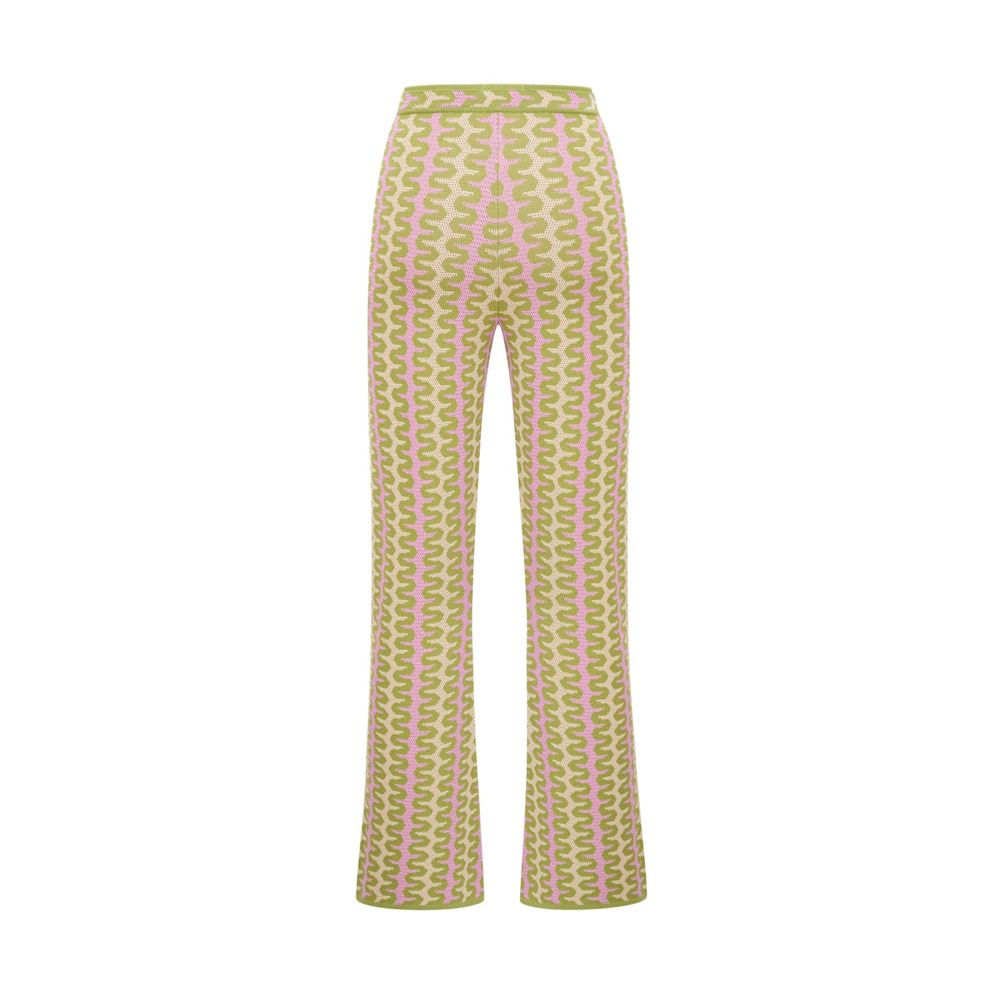 Ophélie green color-block knitted shirt & trousers matching set
