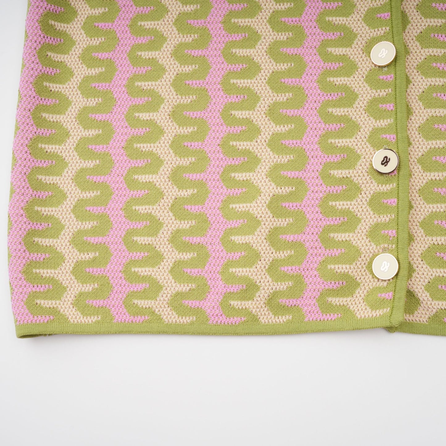 Ophélie green color-block knitted shirt & trousers matching set