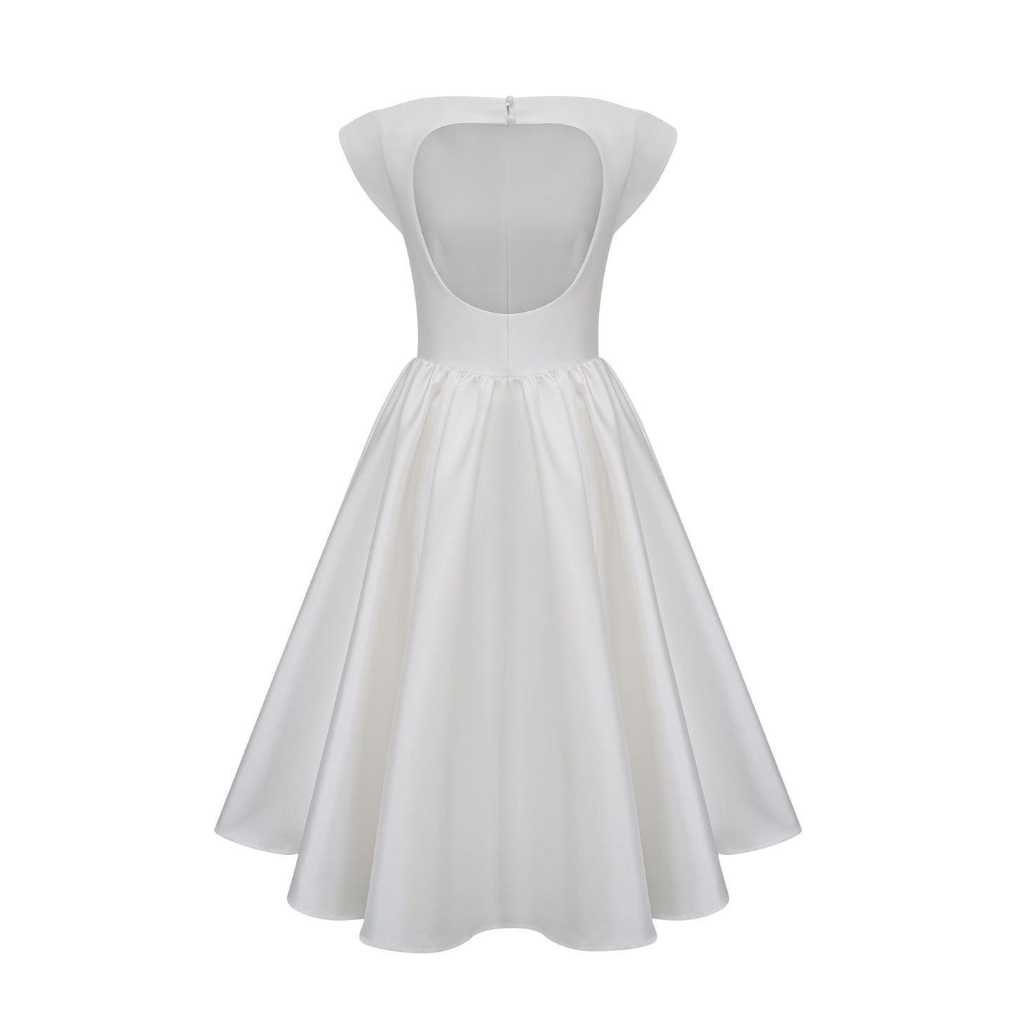 Amandine white open-back cap-sleeve midi dress