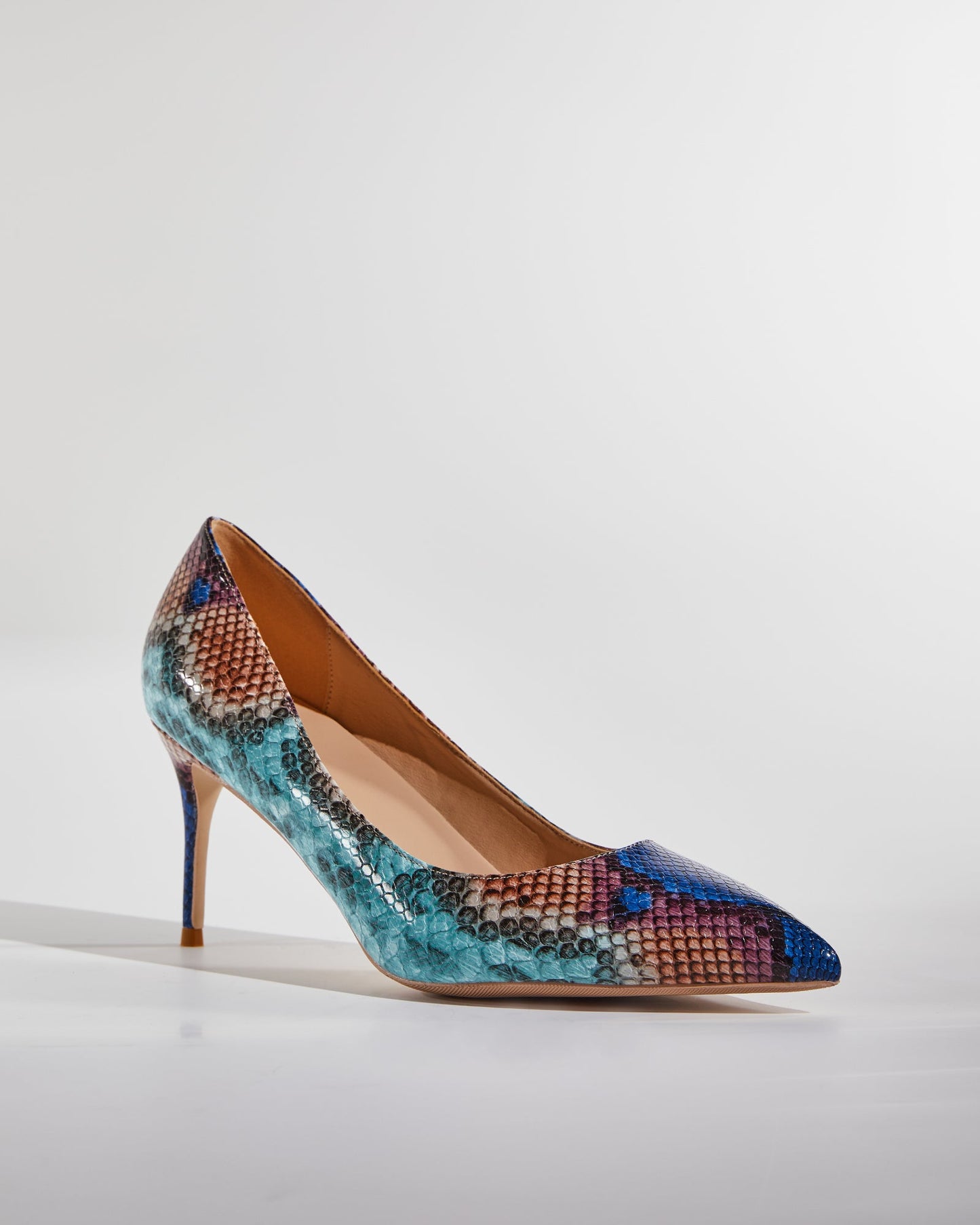 Doe Snake Print Pumps In Multicolor
