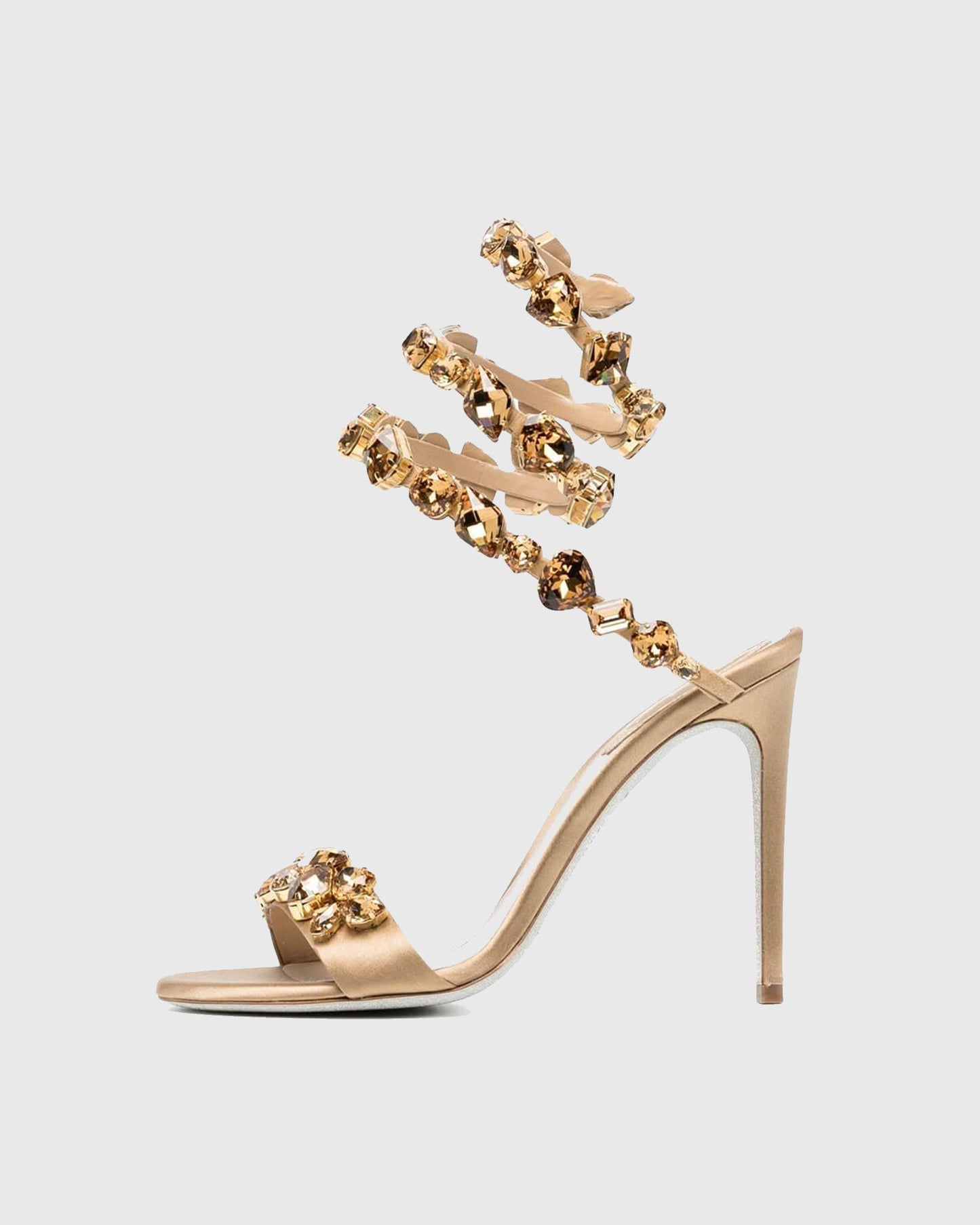 Filide Rhinestone Embellished Lace Up Sandals In Apricot
