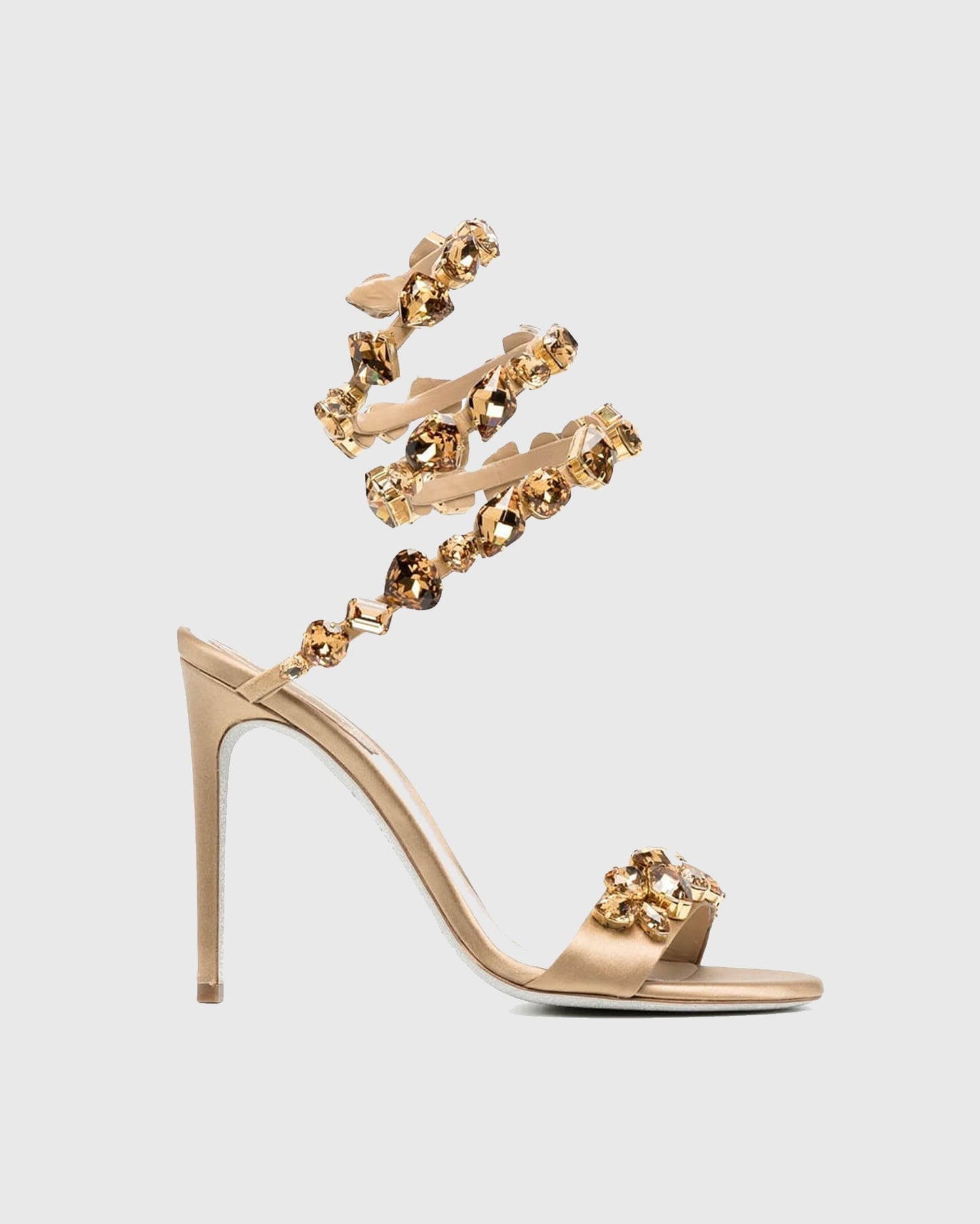 Filide Rhinestone Embellished Lace Up Sandals In Apricot