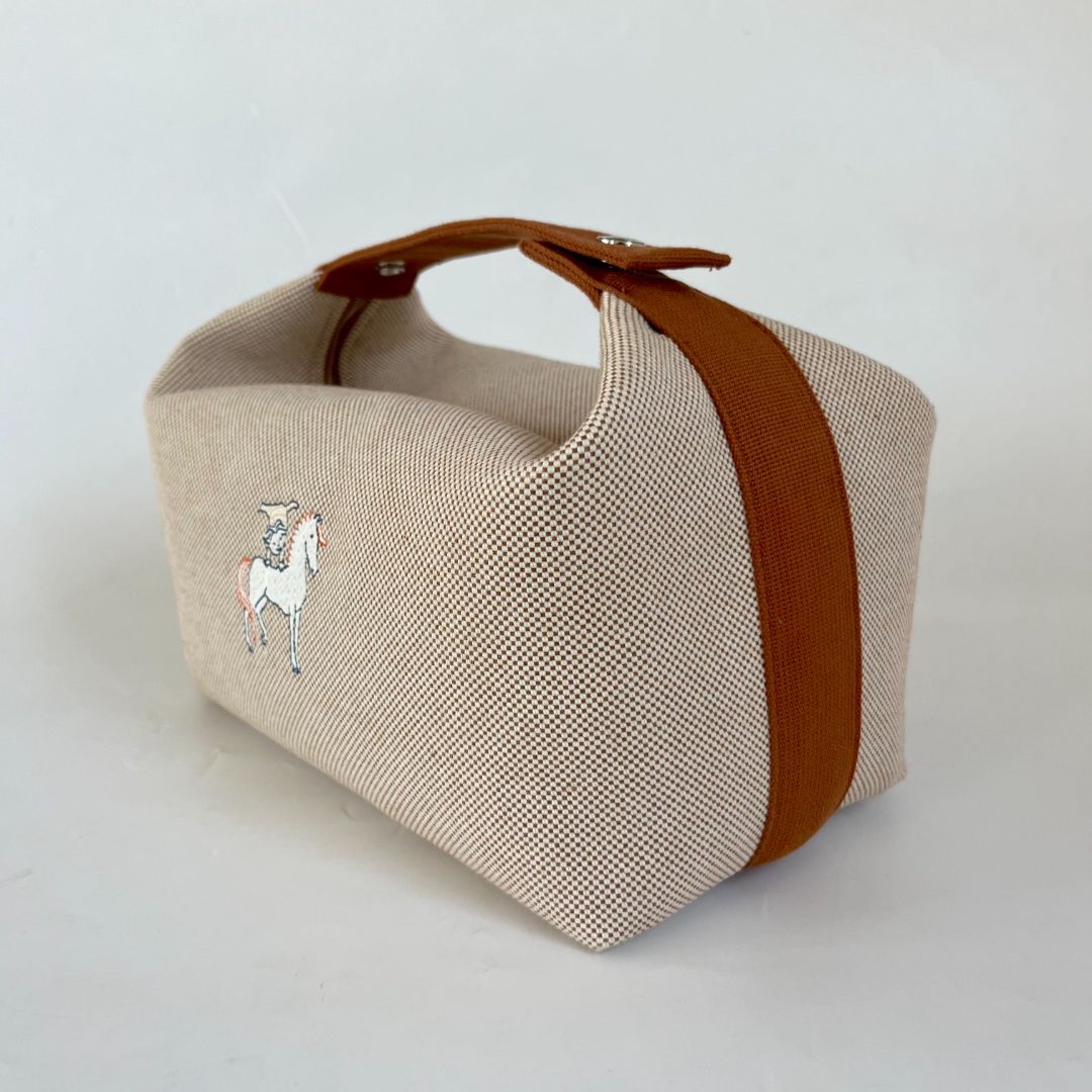 Hermès Bride-a-Brac GM Toile H cotton Natural pouch hand bag