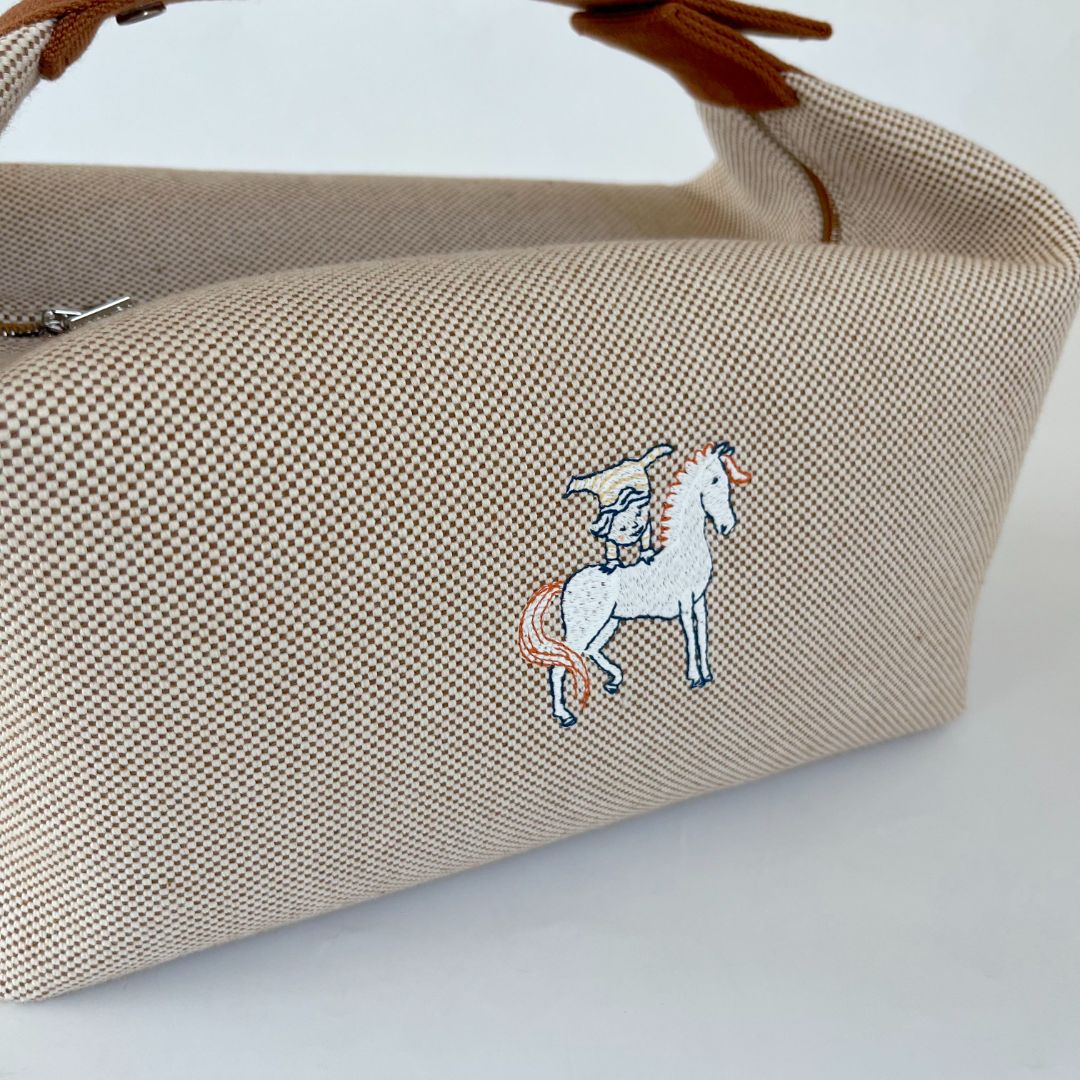 Hermès Bride-a-Brac GM Toile H cotton Natural pouch hand bag