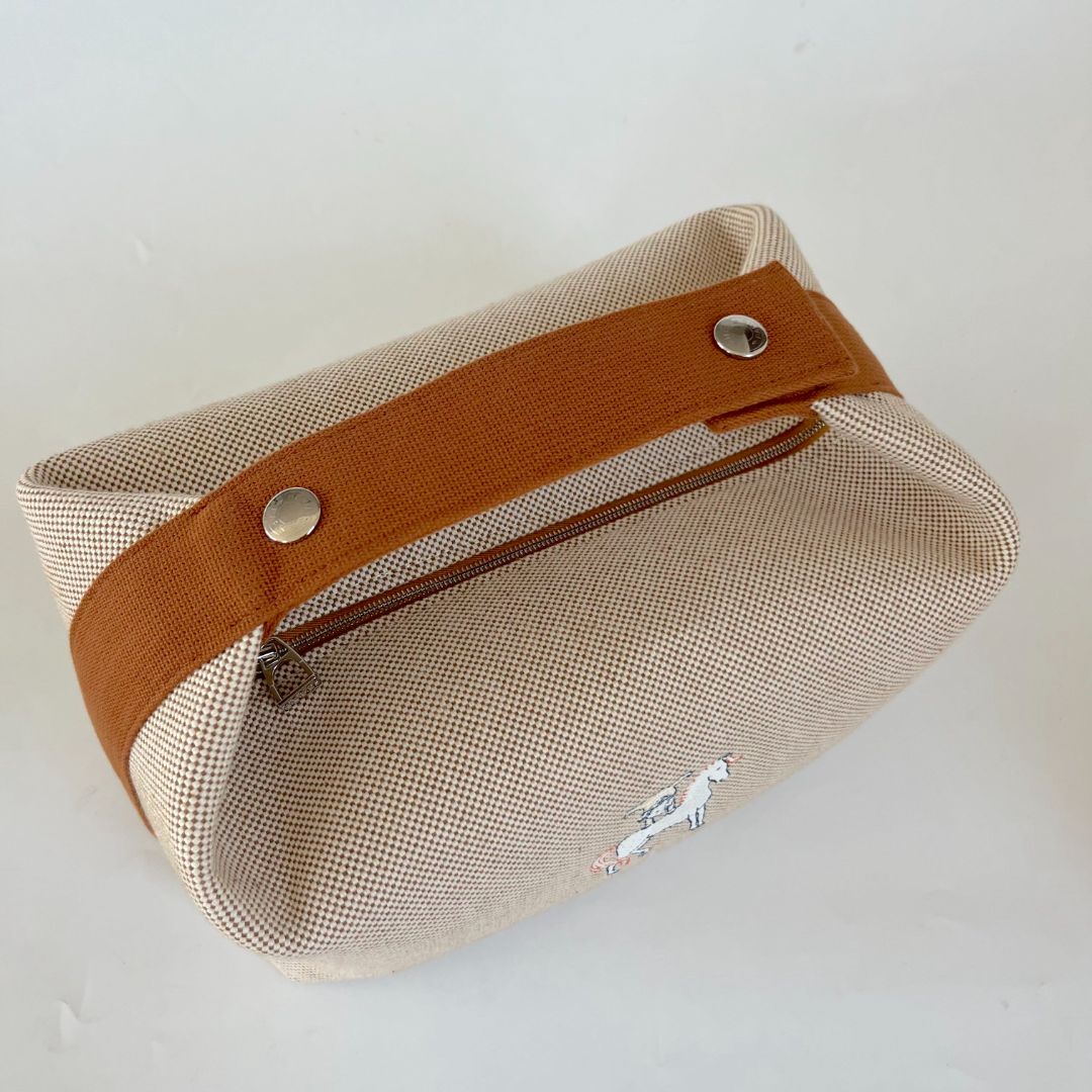 Hermès Bride-a-Brac GM Toile H cotton Natural pouch hand bag