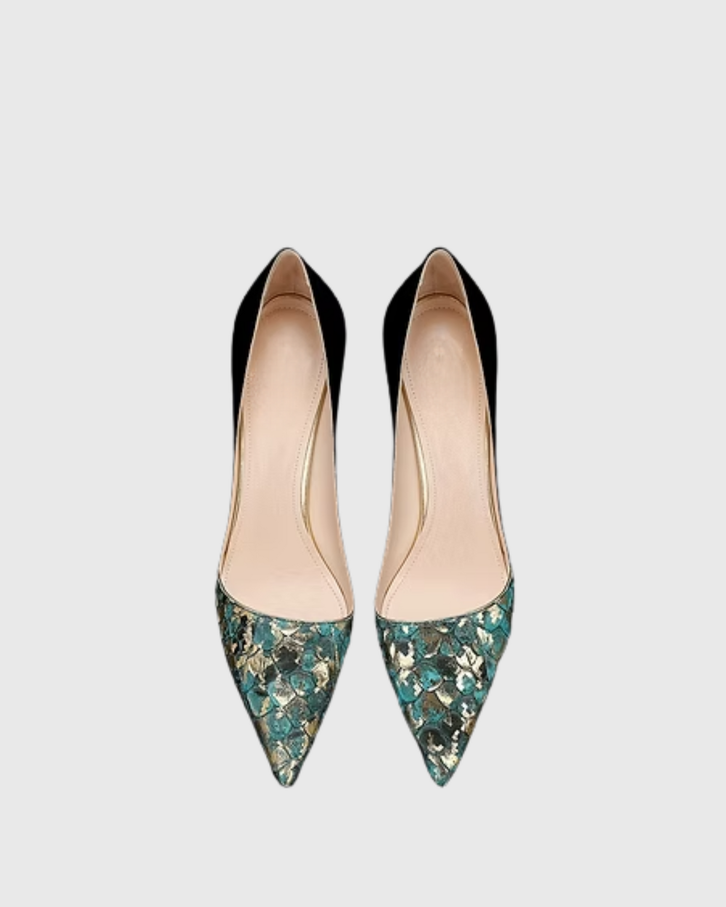 Itala Snake Print Vintage Pumps In Green