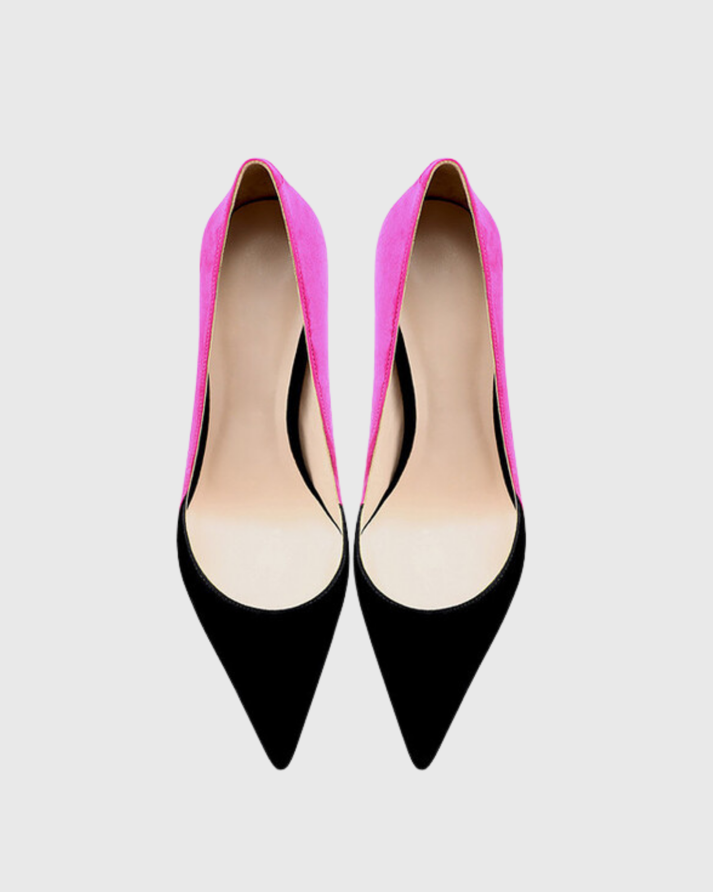 Itala Splicing Velvet Pumps In Black & Pink