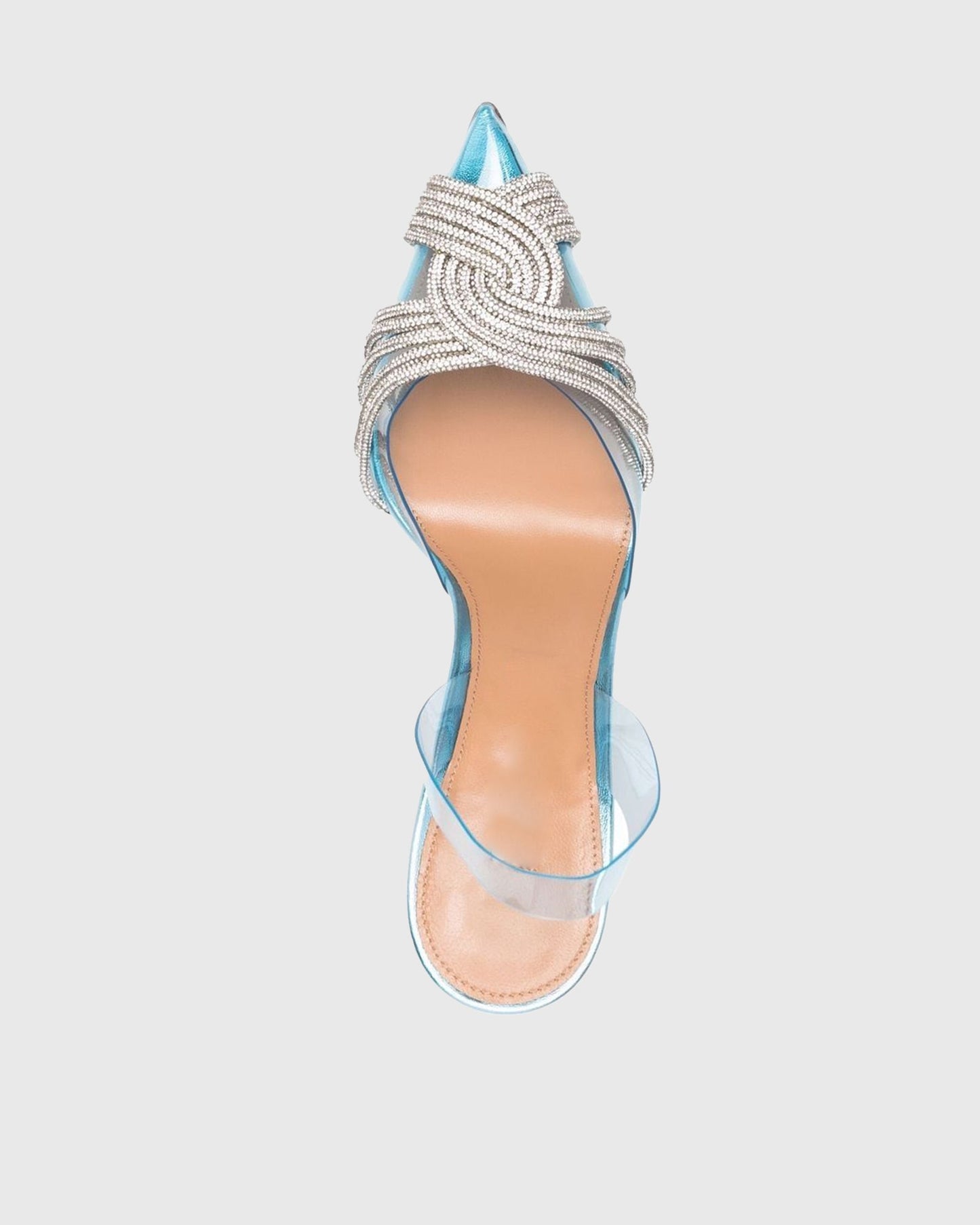 Italia Rhinestone Woven PVC Slingback Pumps In Blue