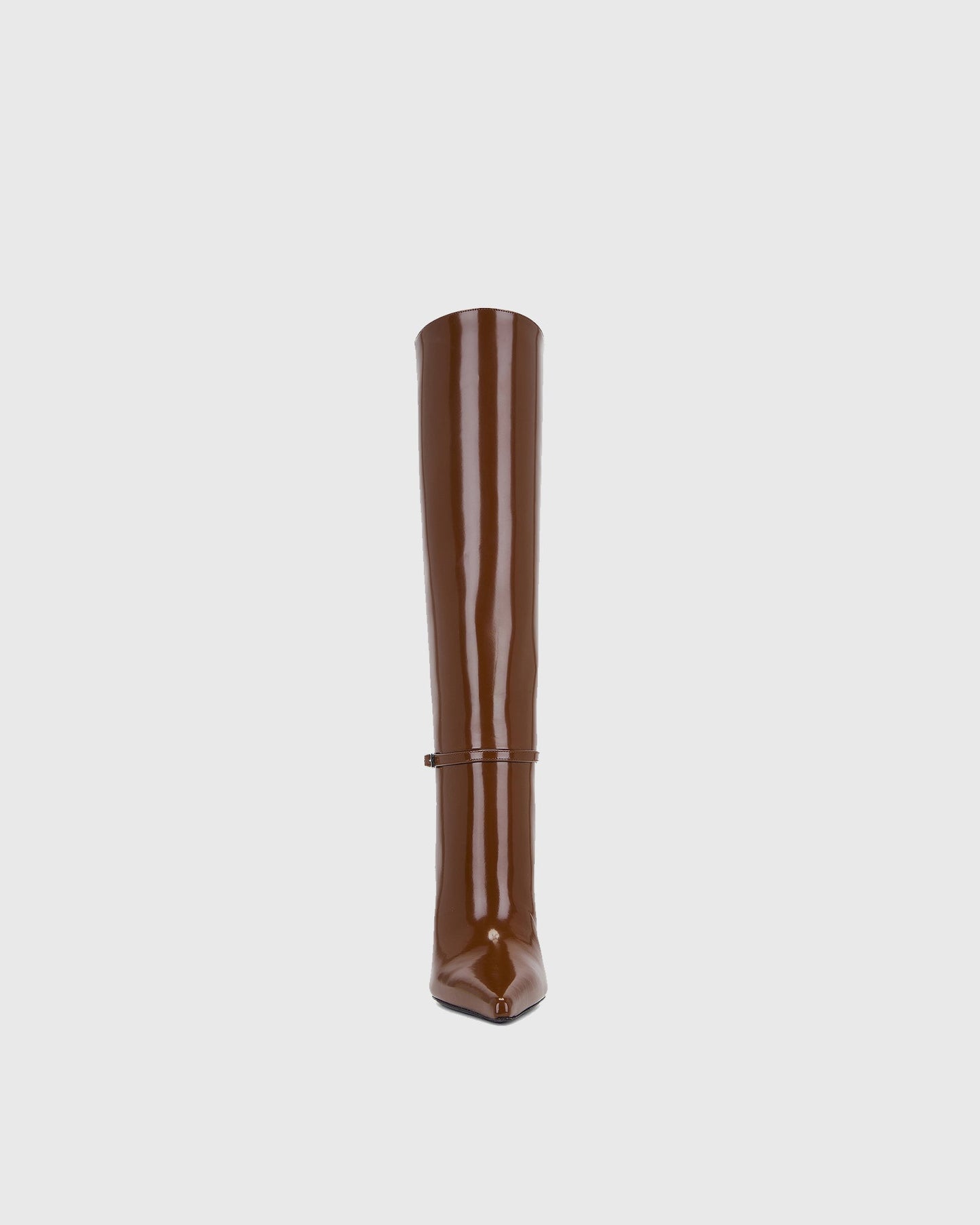 Ivana Buckle Leather Knee High Boots In Brown