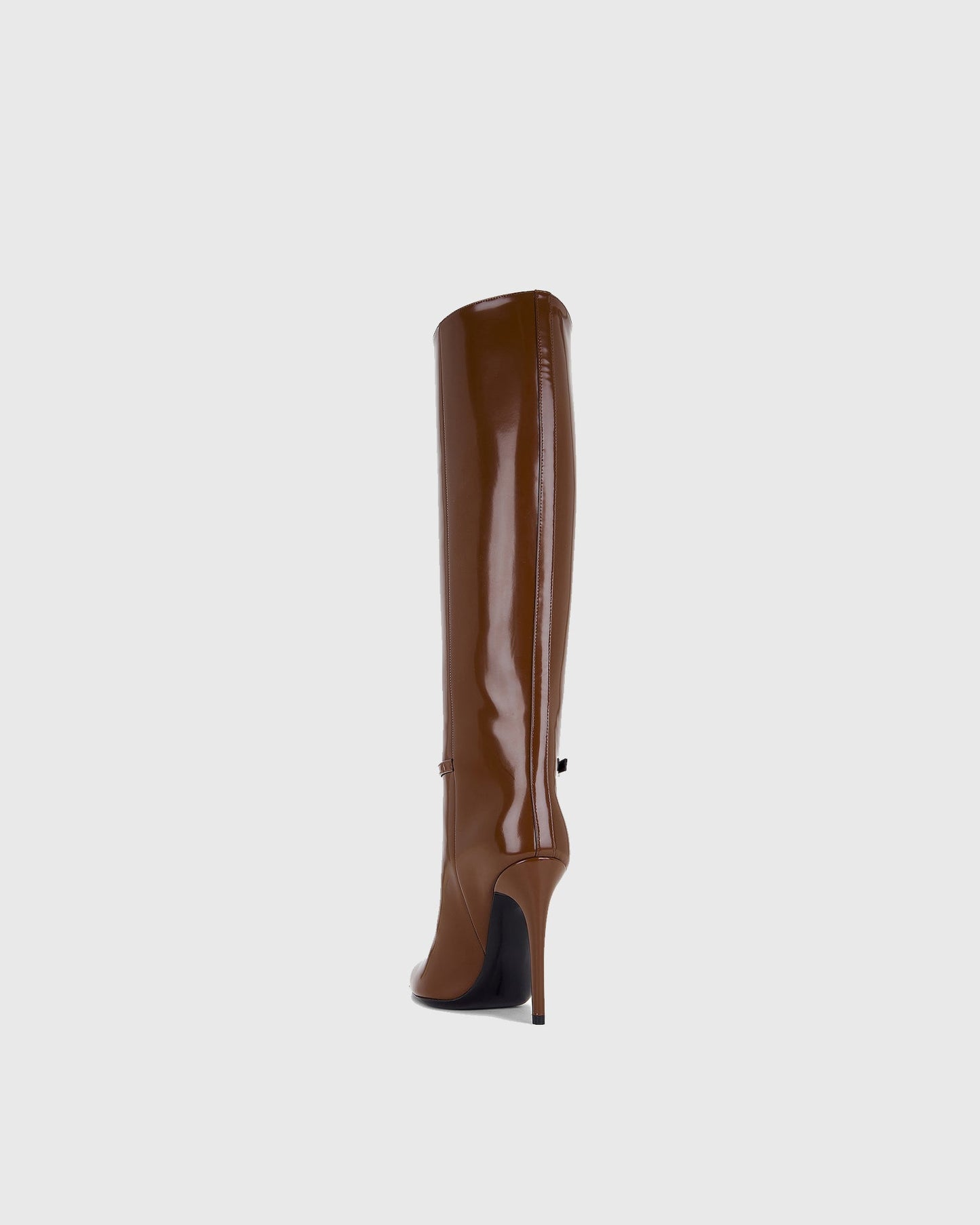 Ivana Buckle Leather Knee High Boots In Brown