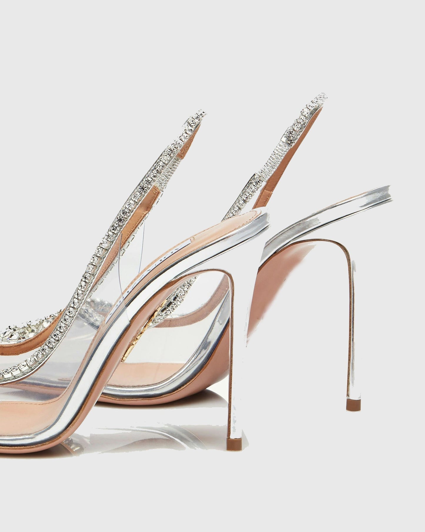 Lido Rhinestone Embellished PVC Slingback Pumps In Silver