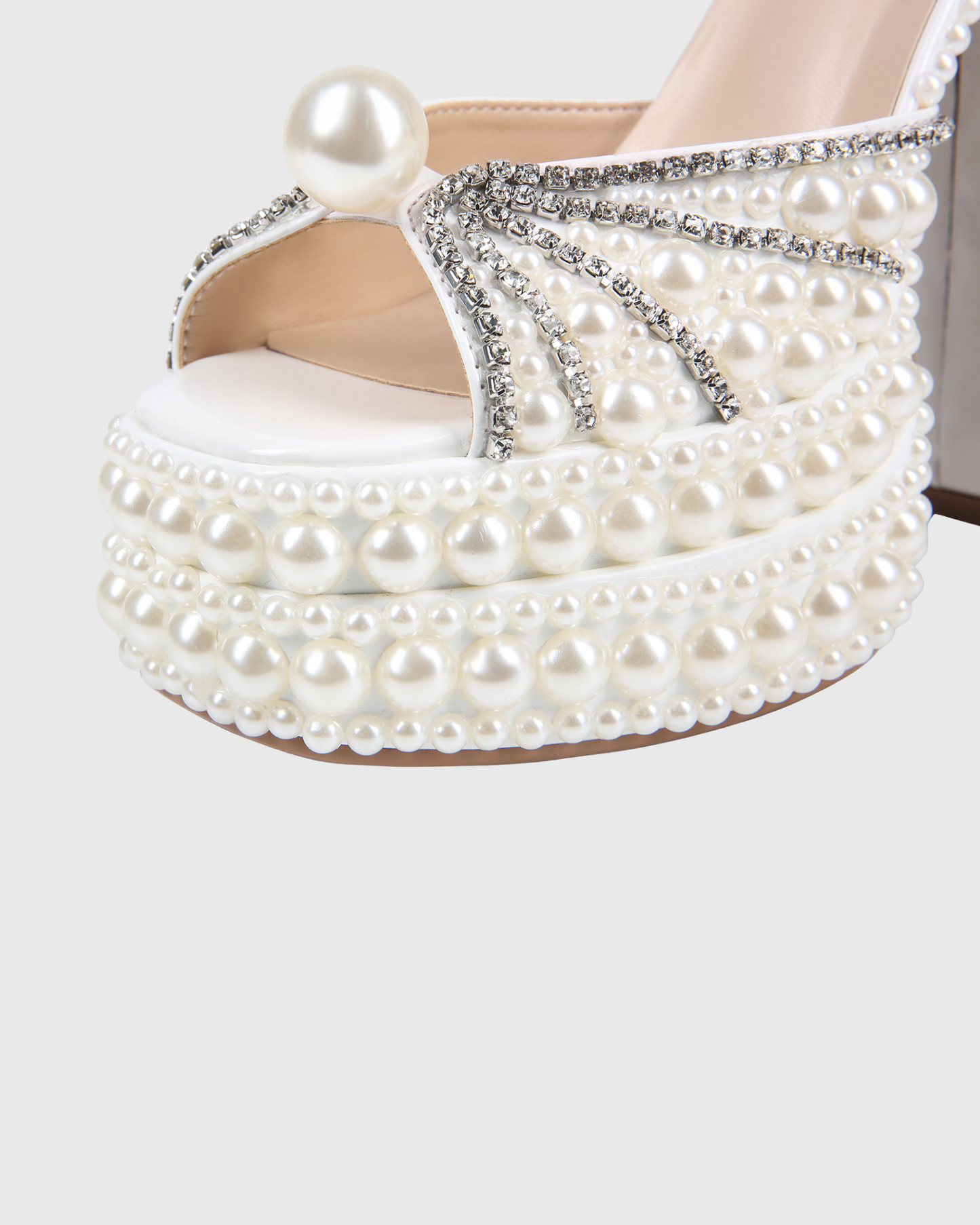Liviana Rhinestone Pearl Platform Strap Sandals