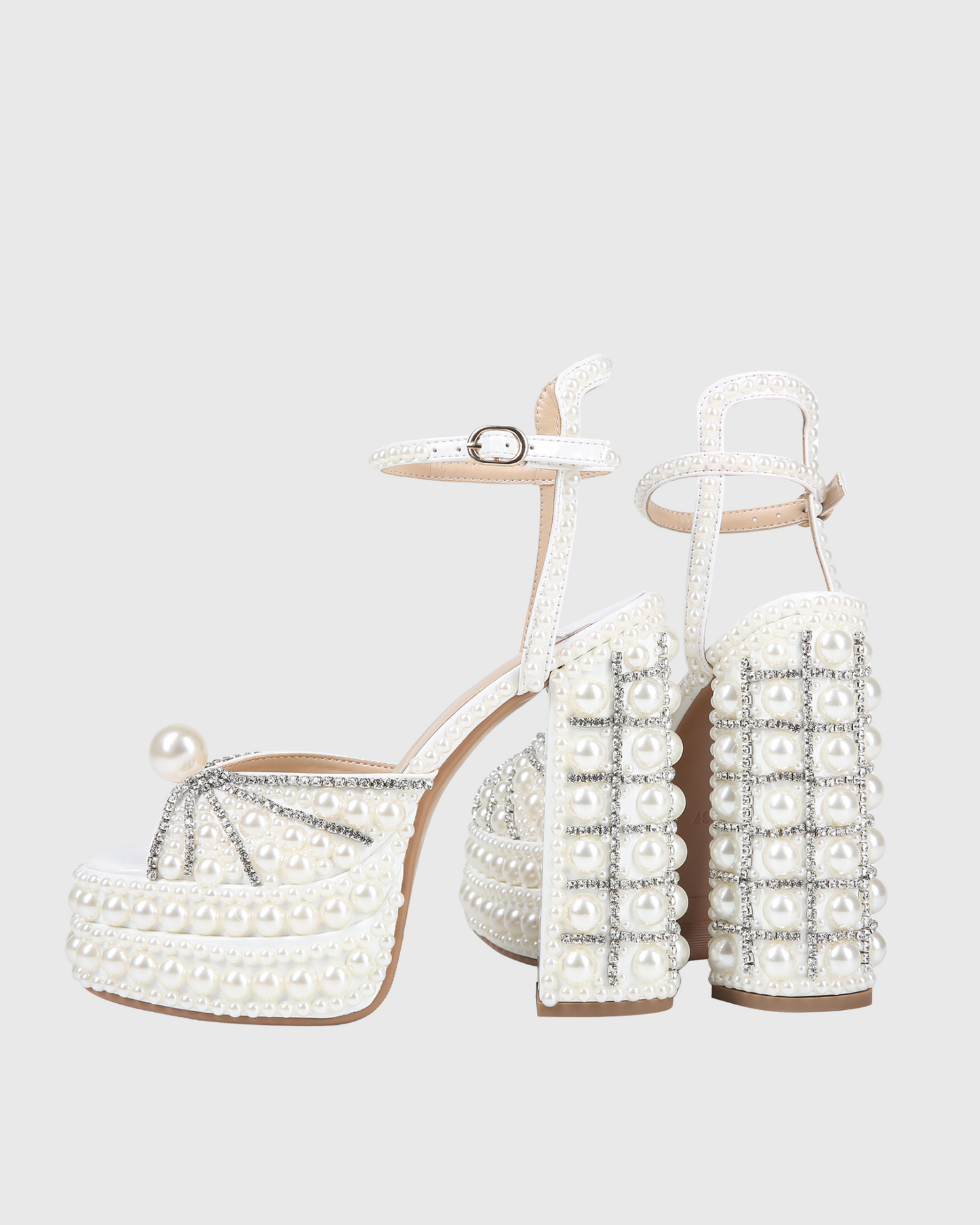 Liviana Rhinestone Pearl Platform Strap Sandals