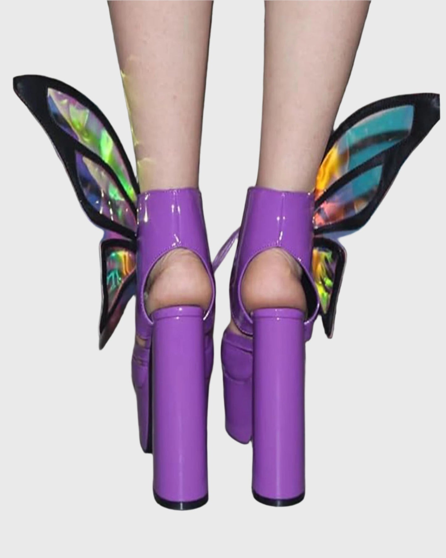 Olivia Butterfly Lace Up Platform Pumps In Purple