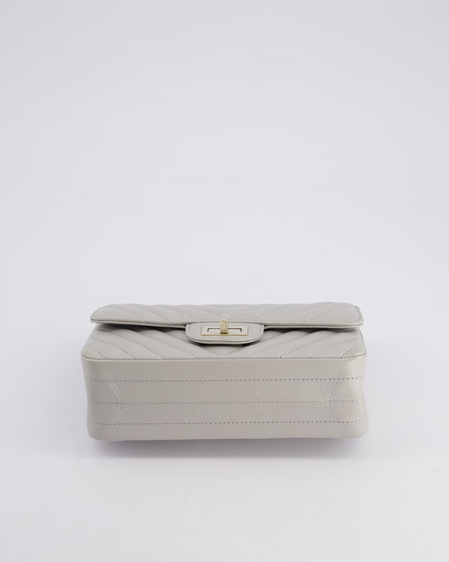 *FIRE PRICE* Chanel Light Grey Mini Reissue Bag in Aged Calfskin Leather and Champagne Gold Hardware