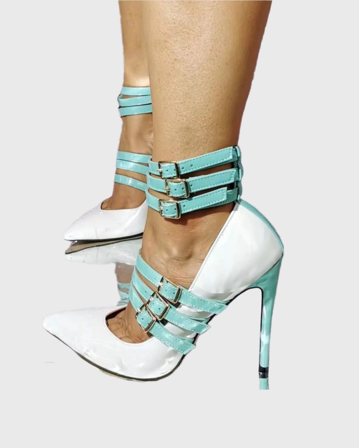Rhea Two Tone Buckle Strap Pumps