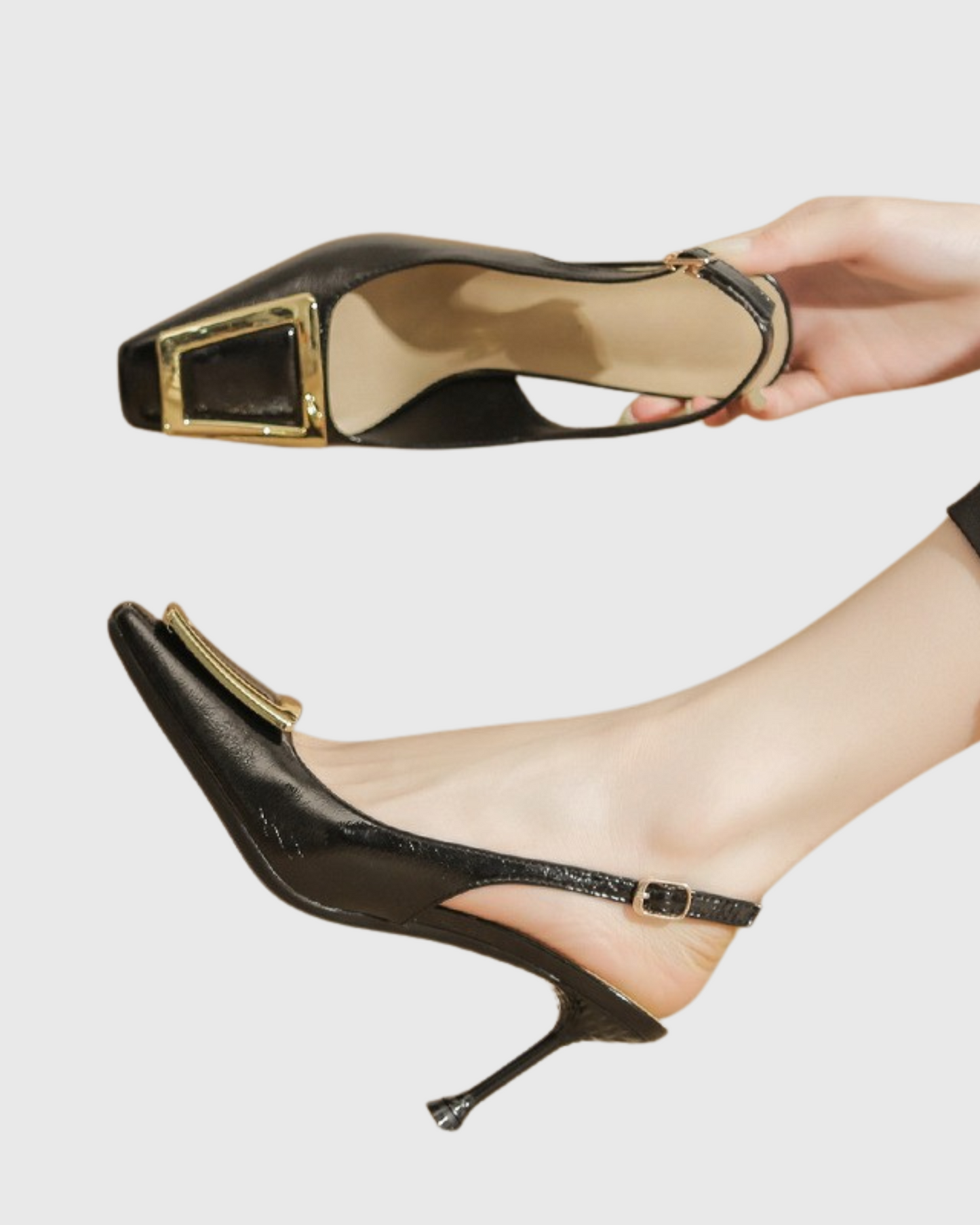 Sadah Metal Buckle Slingback Pumps In Black