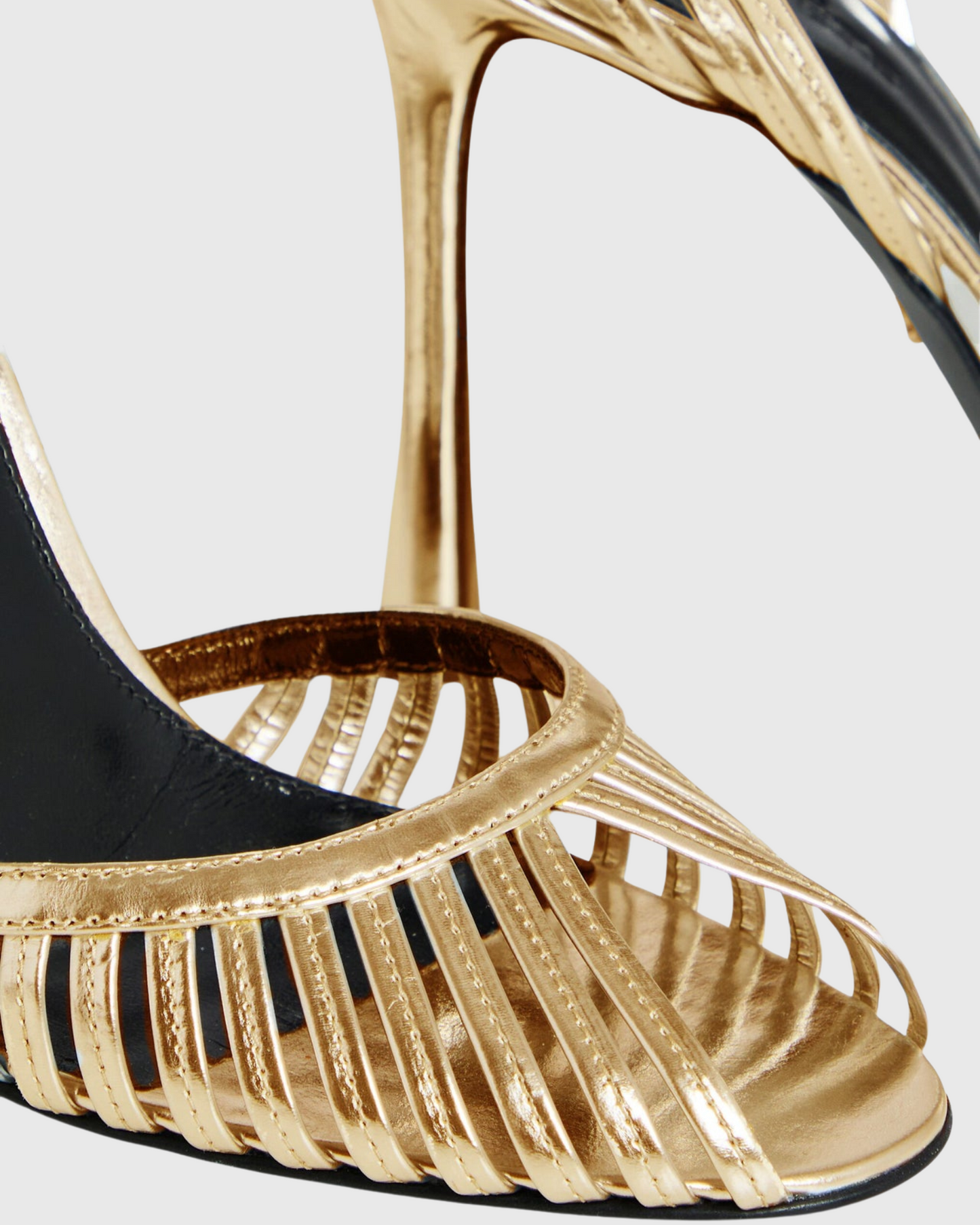 Shiori Cage Strap Heels In Gold