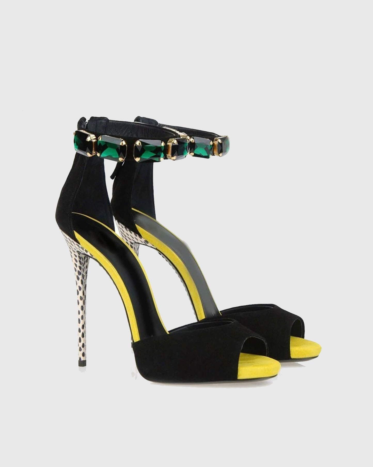 Yan Spot Heel Rhinestone Strap Sandals