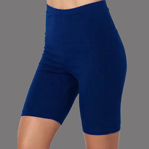 Daily Solid Elastic High Waist Stretch Biker Shorts