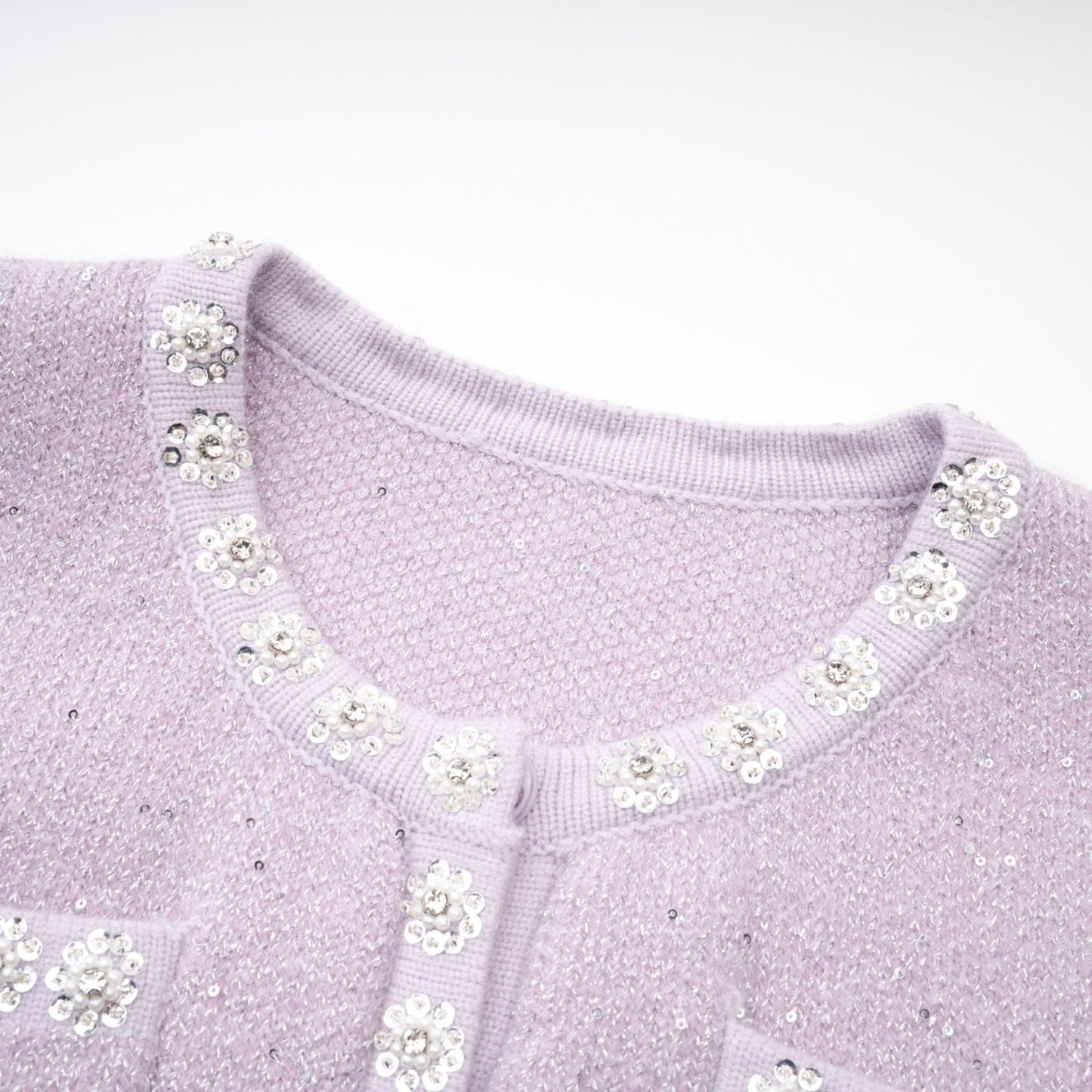 Fabienne purple sequin-detail jacket & skirt matching set