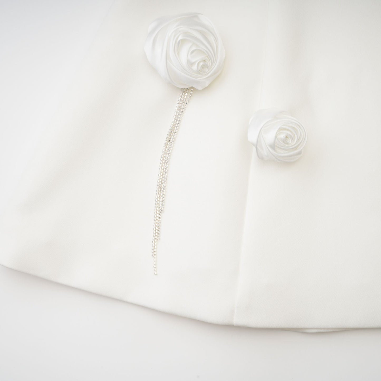 Rosalie white faux-flower mini dress